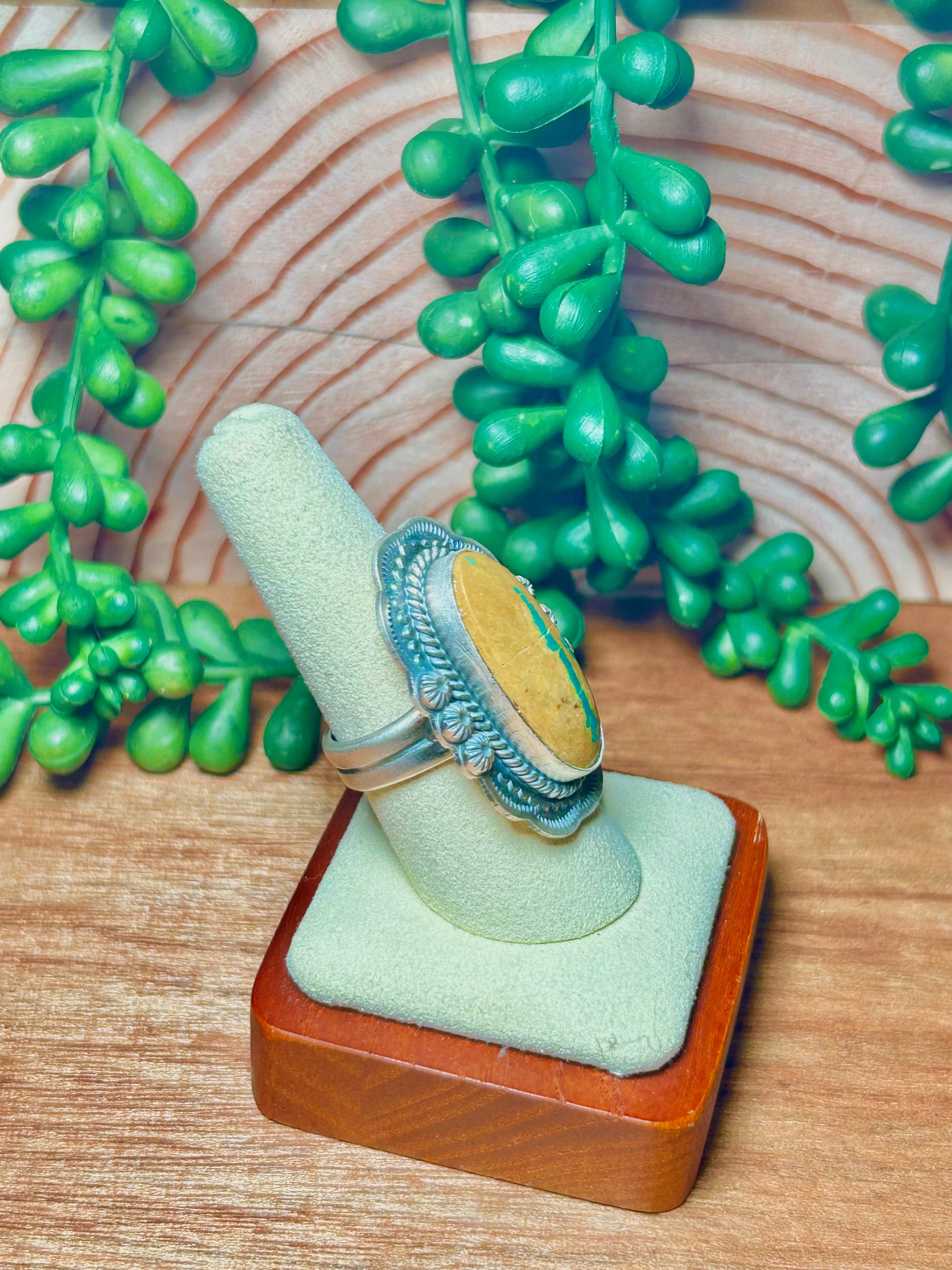 Navajo Made Bonlder Turquoise & Sterling Silver Adjustable Ring