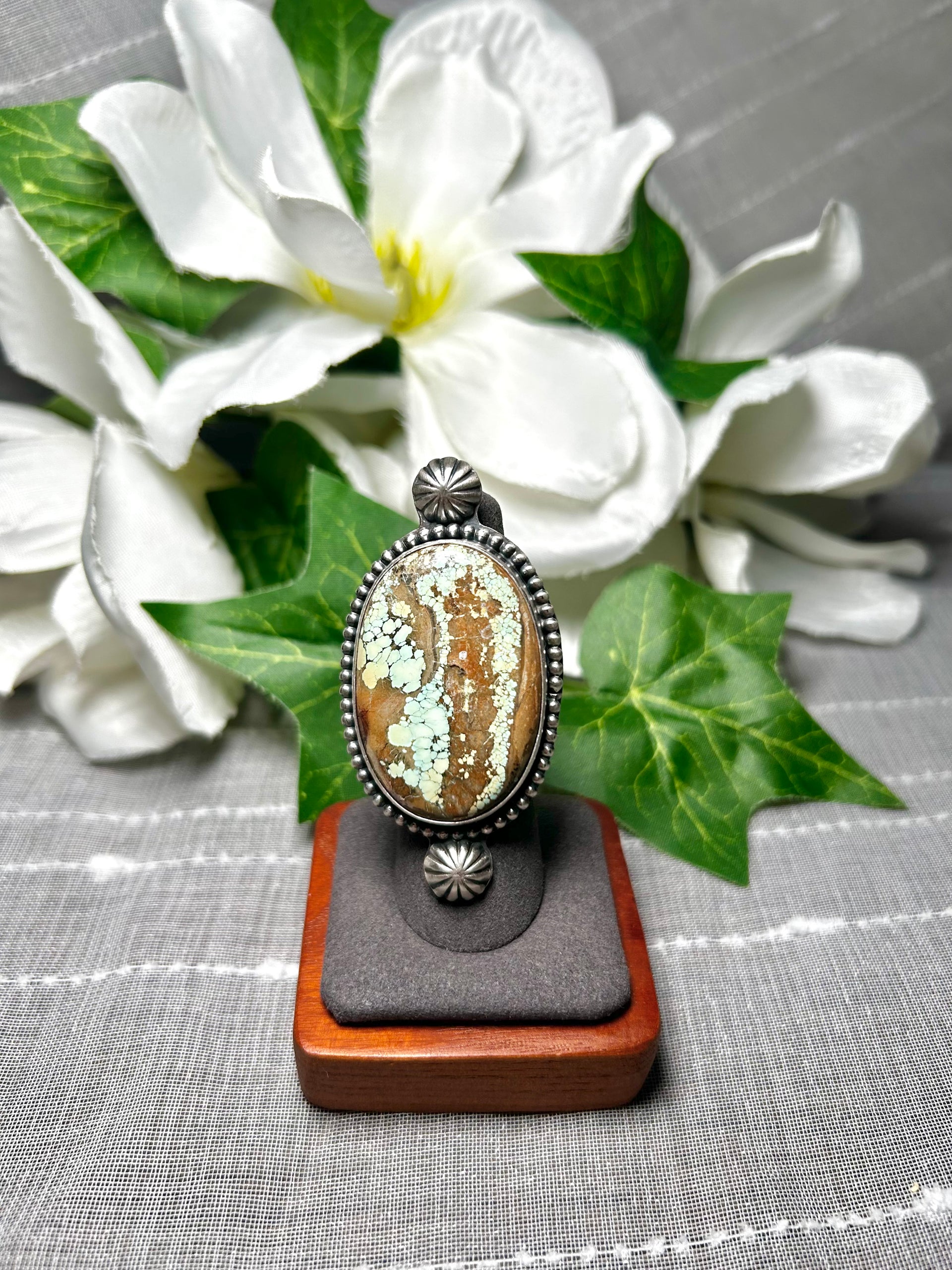 Navajo Made Carico Lake Turquoise & Sterling Silver Ring Size 6