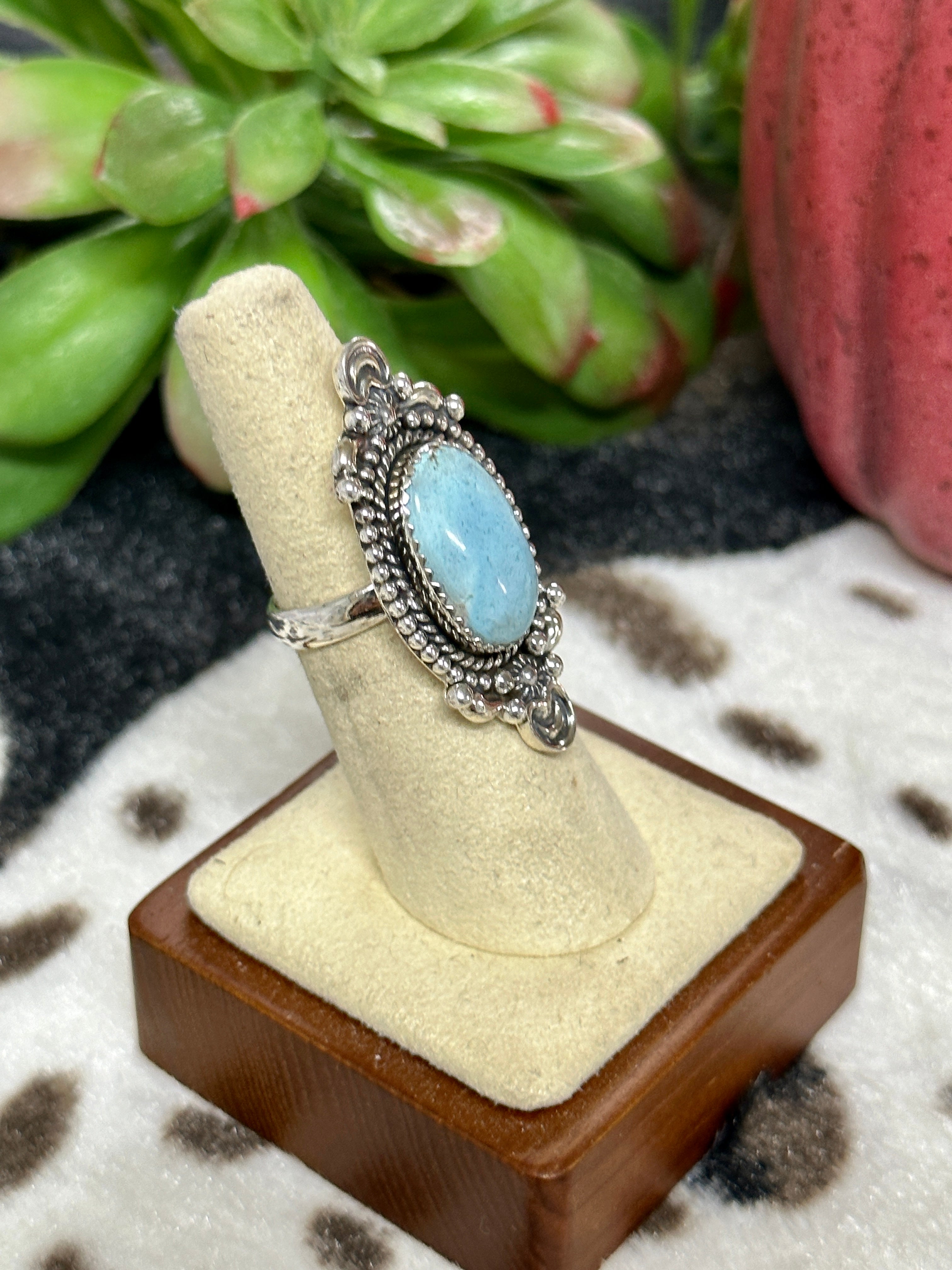 Southwest Handmade Golden Hill’s Turquoise & Sterling Silver Ring Size 5.75