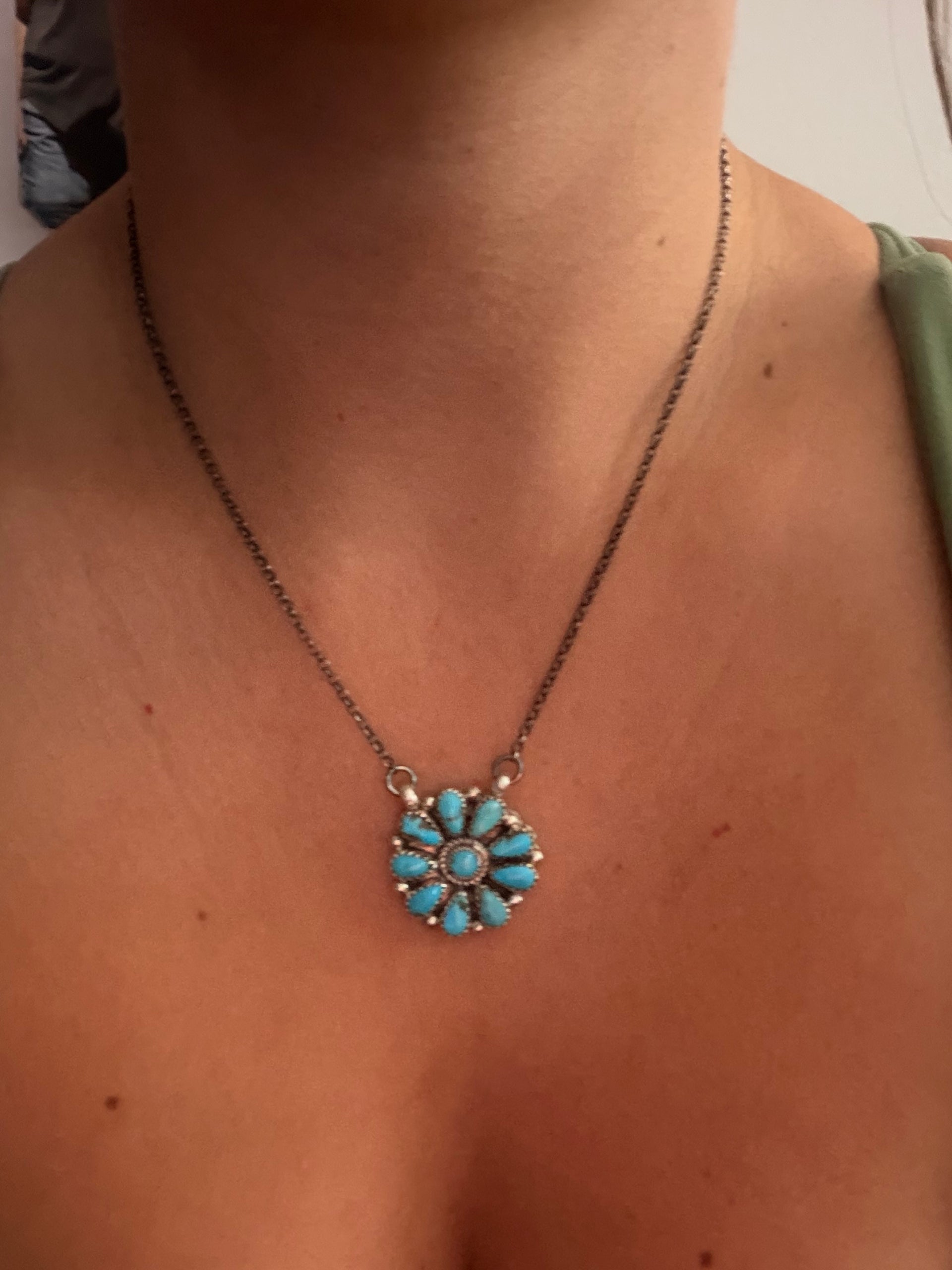 Alicia Wilson Kingman Turquoise & Sterling Silver Cluster Necklace