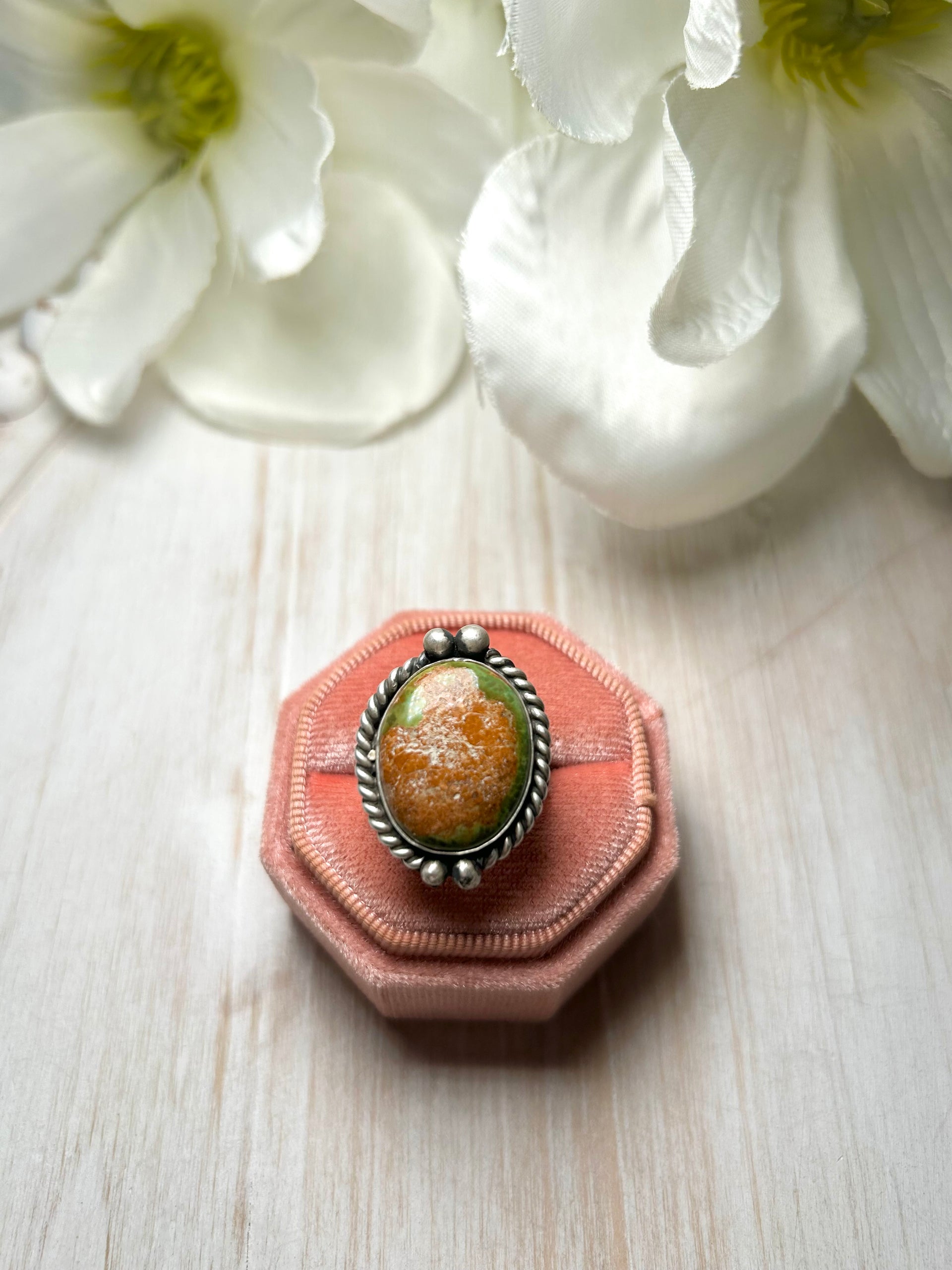 Zachariah David Evans Turquoise & Sterling Silver Adjustable Ring