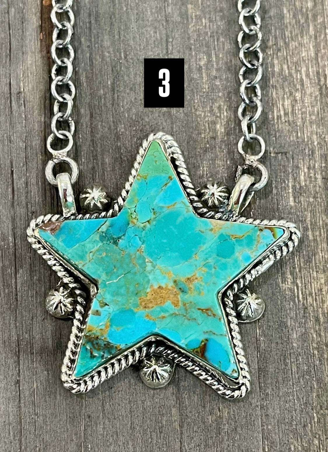 Southwest Handmade Kingman Turquoise & Sterling Silver Star Necklace