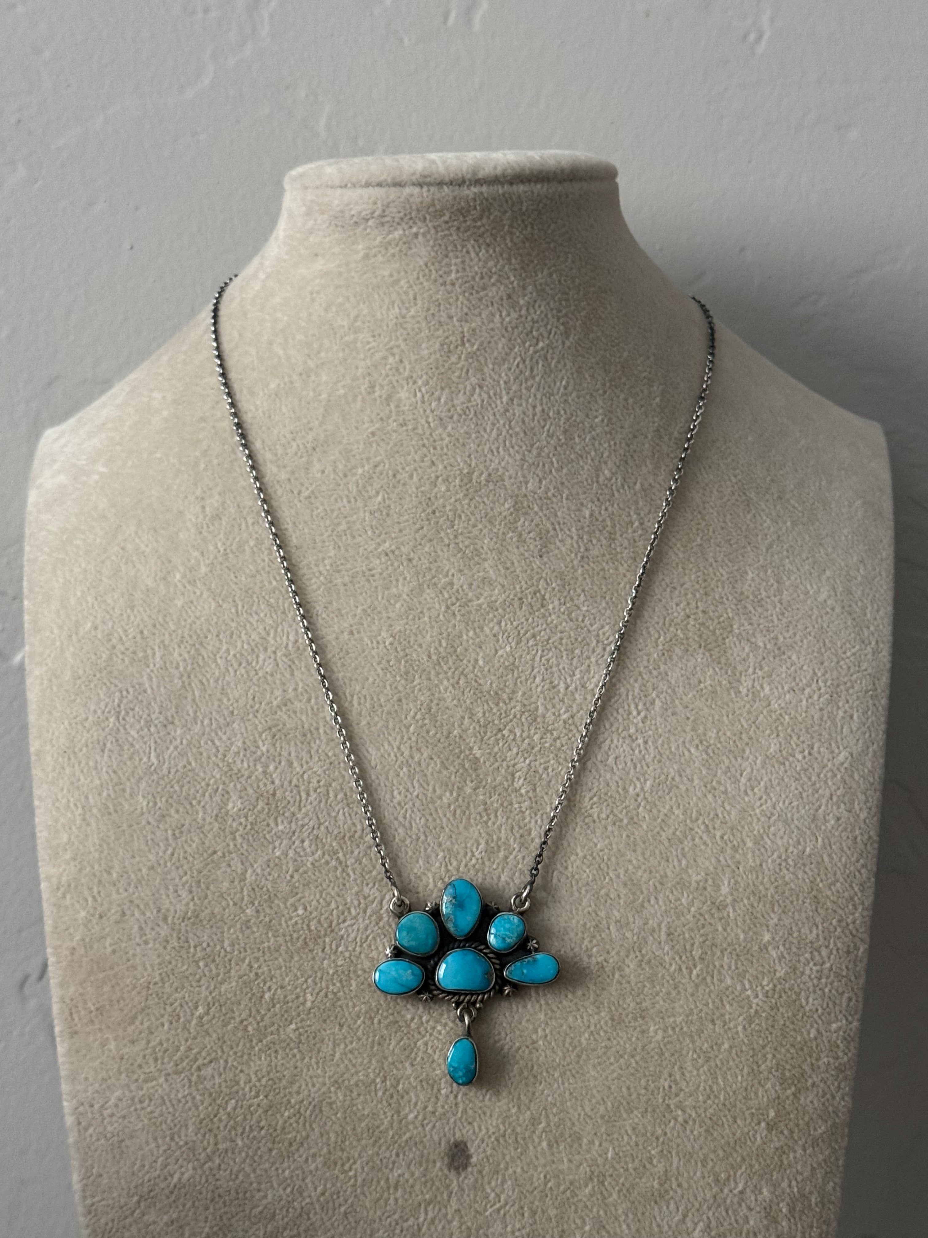 Southwest Valley Blue Turquoise & Sterling Silver Necklace