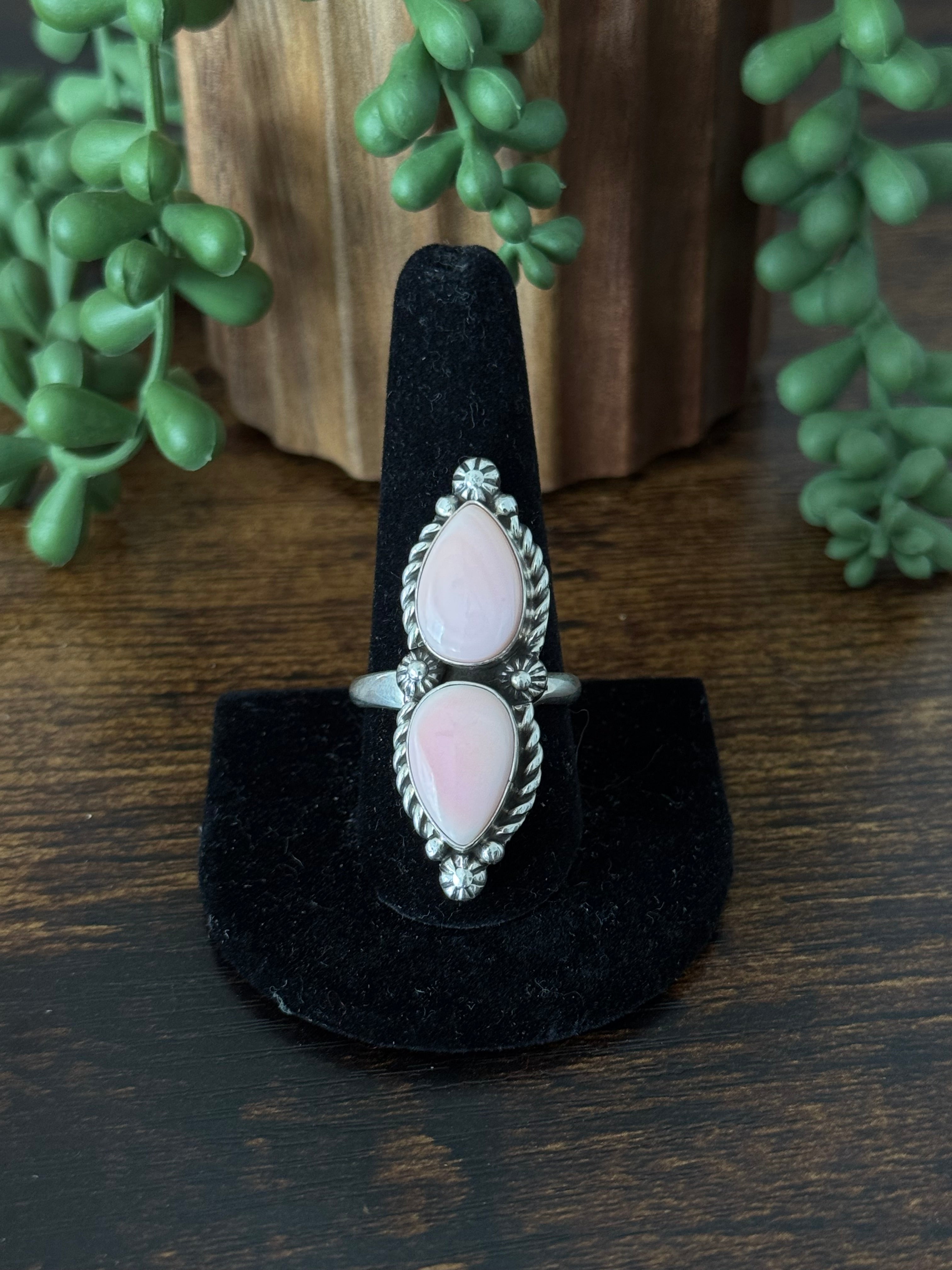 Robert Shakey Pink Conch & Sterling Silver Adjustable Ring