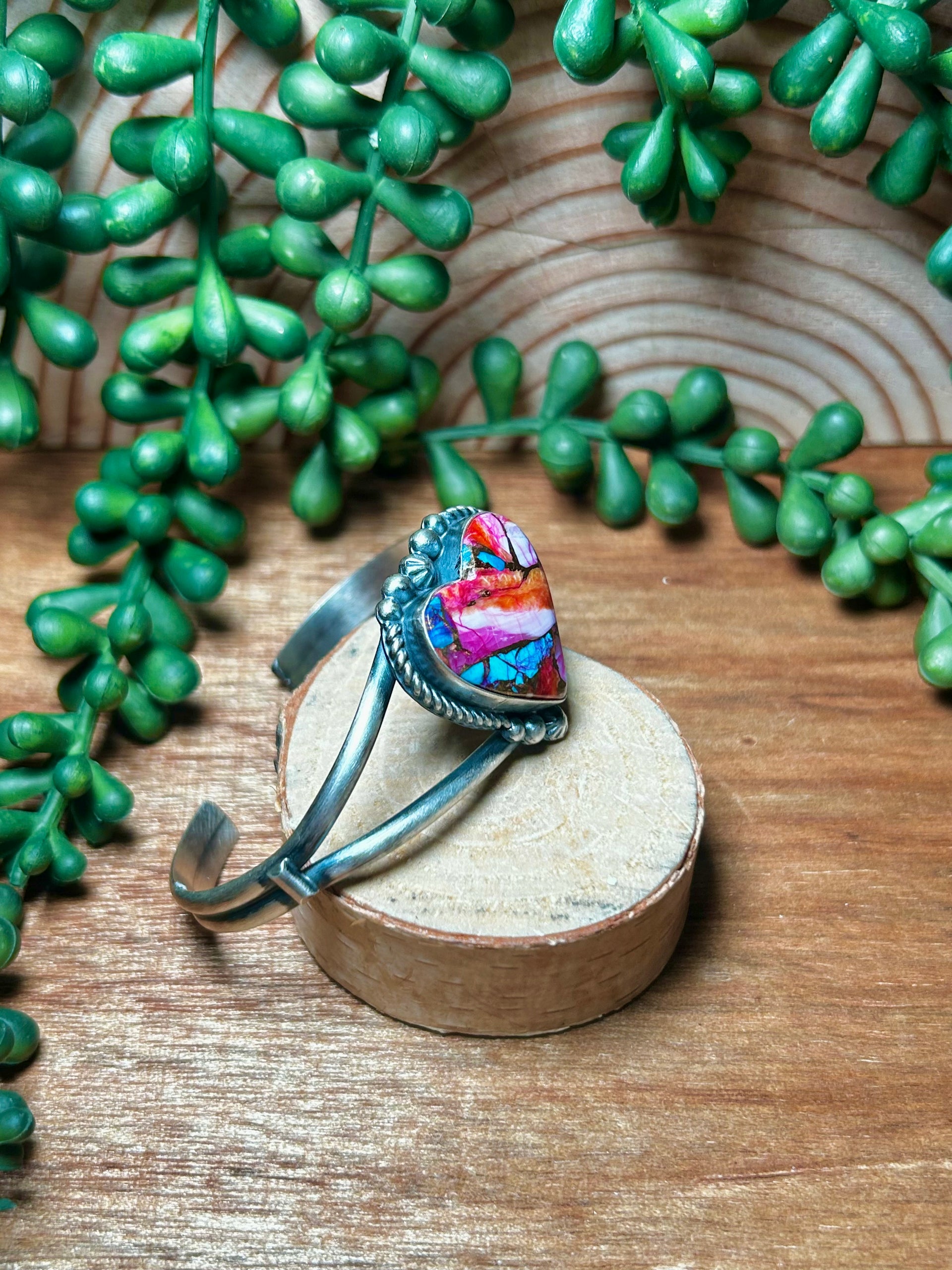 Navajo Made Mohave Turquoise & Sterling Silver Cuff Bracelet