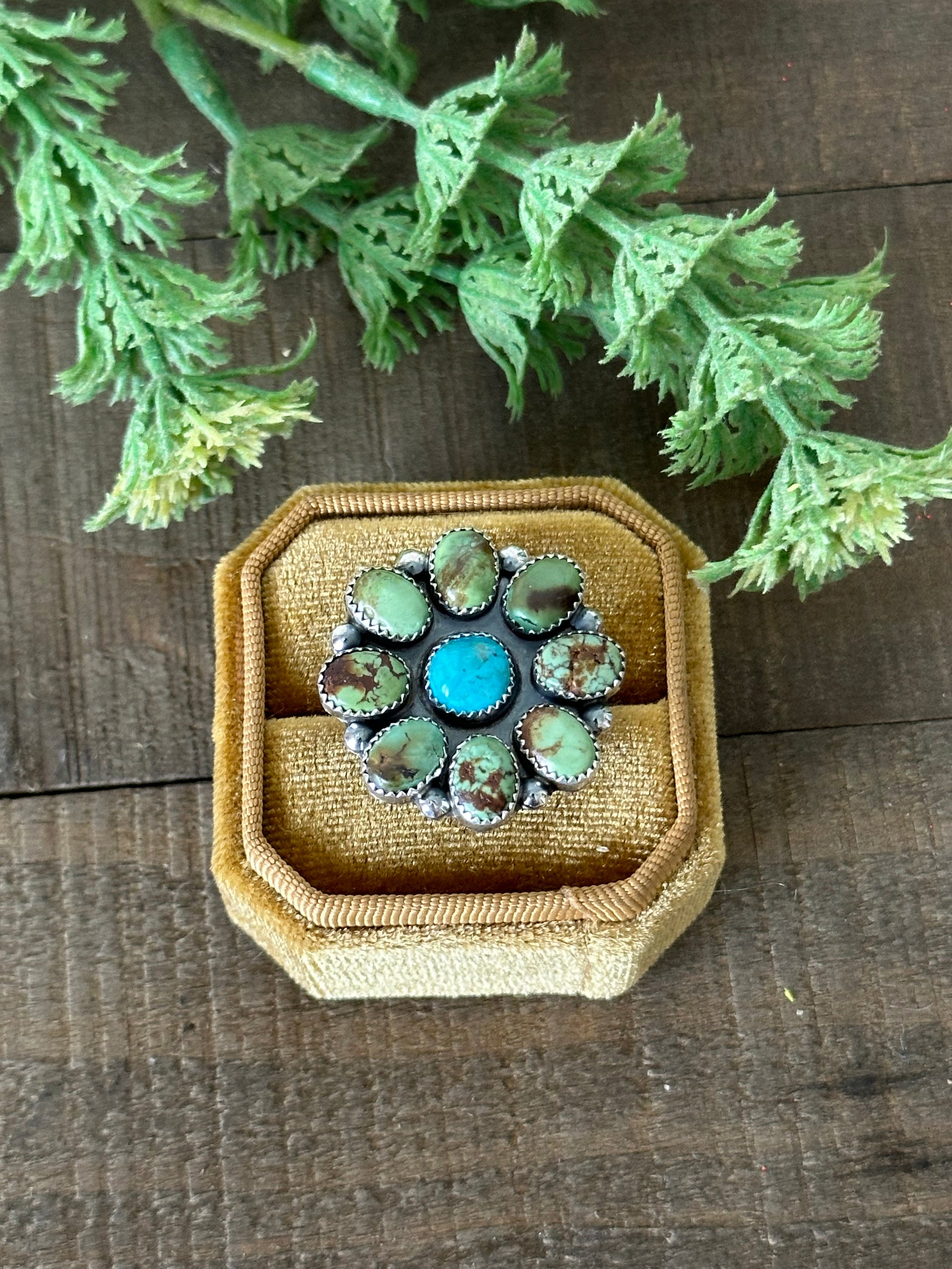 Navajo Made Multi Stone & Sterling Silver Ring Size 8.5