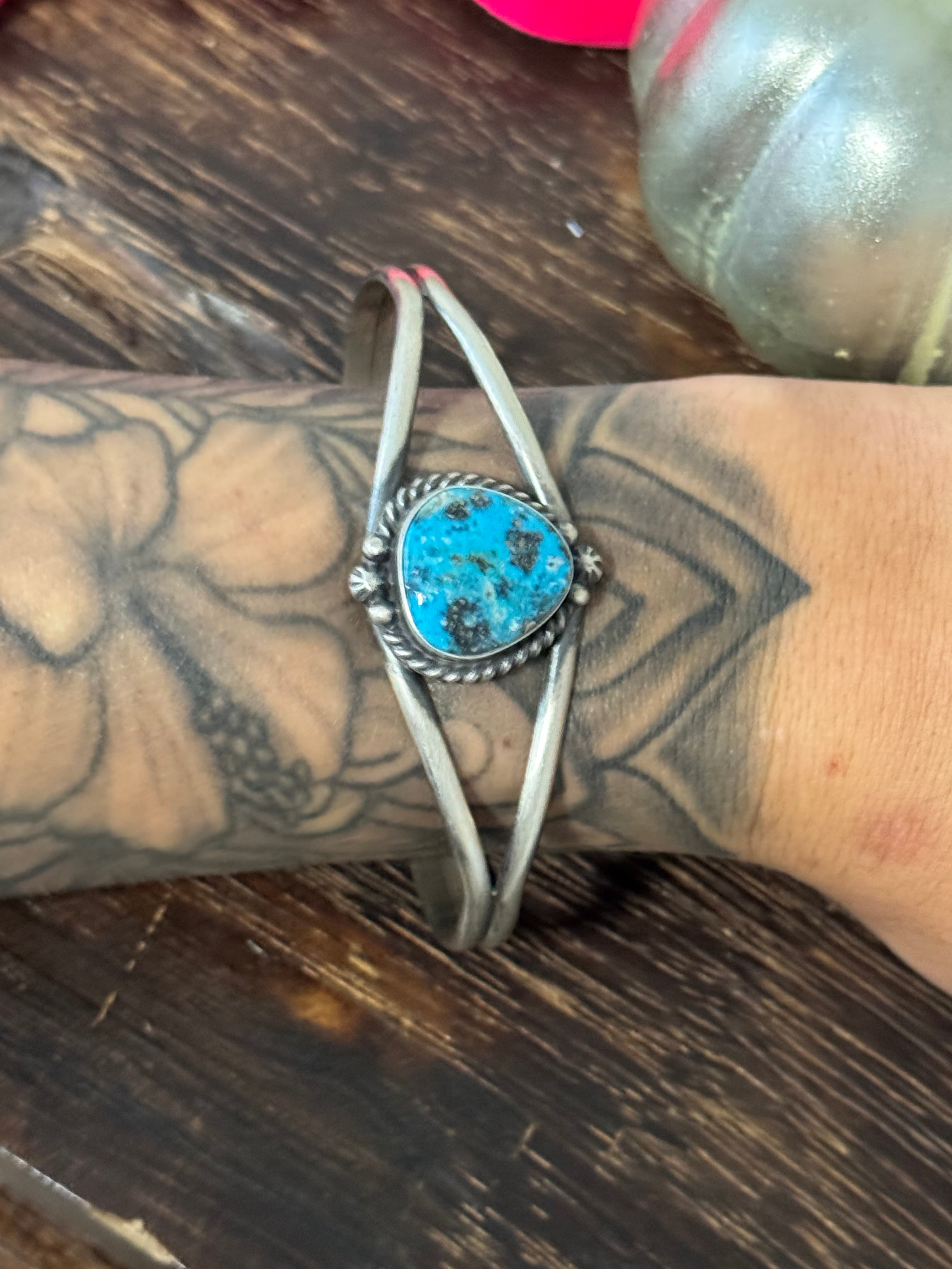 Dave Skeets Blue Ridge Turquoise & Sterling Silver Cuff Bracelet