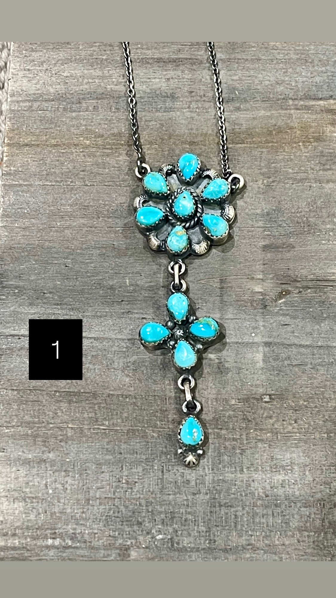 Southwest Handmade Sonoran Mountain Turquoise & Sterling Cluster Necklace