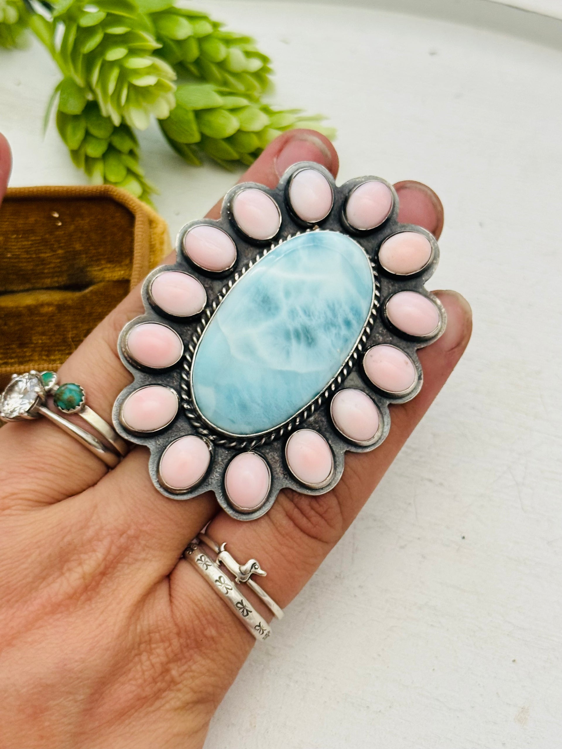 Navajo Made Multi Stone & Sterling Silver Adjustable Ring