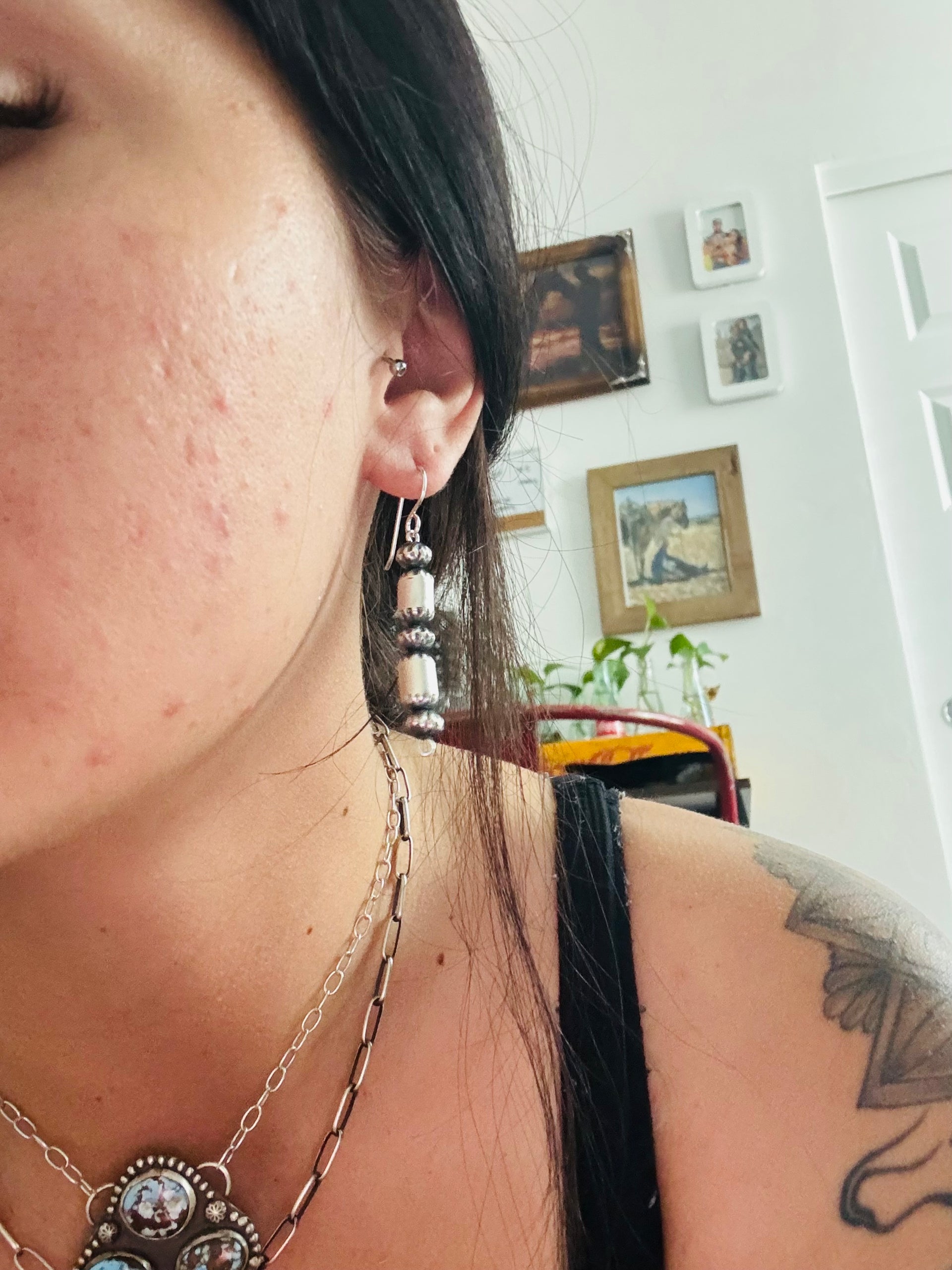 Tonisha Haley Handmade Sterling Silver Beaded Dangle Earrings