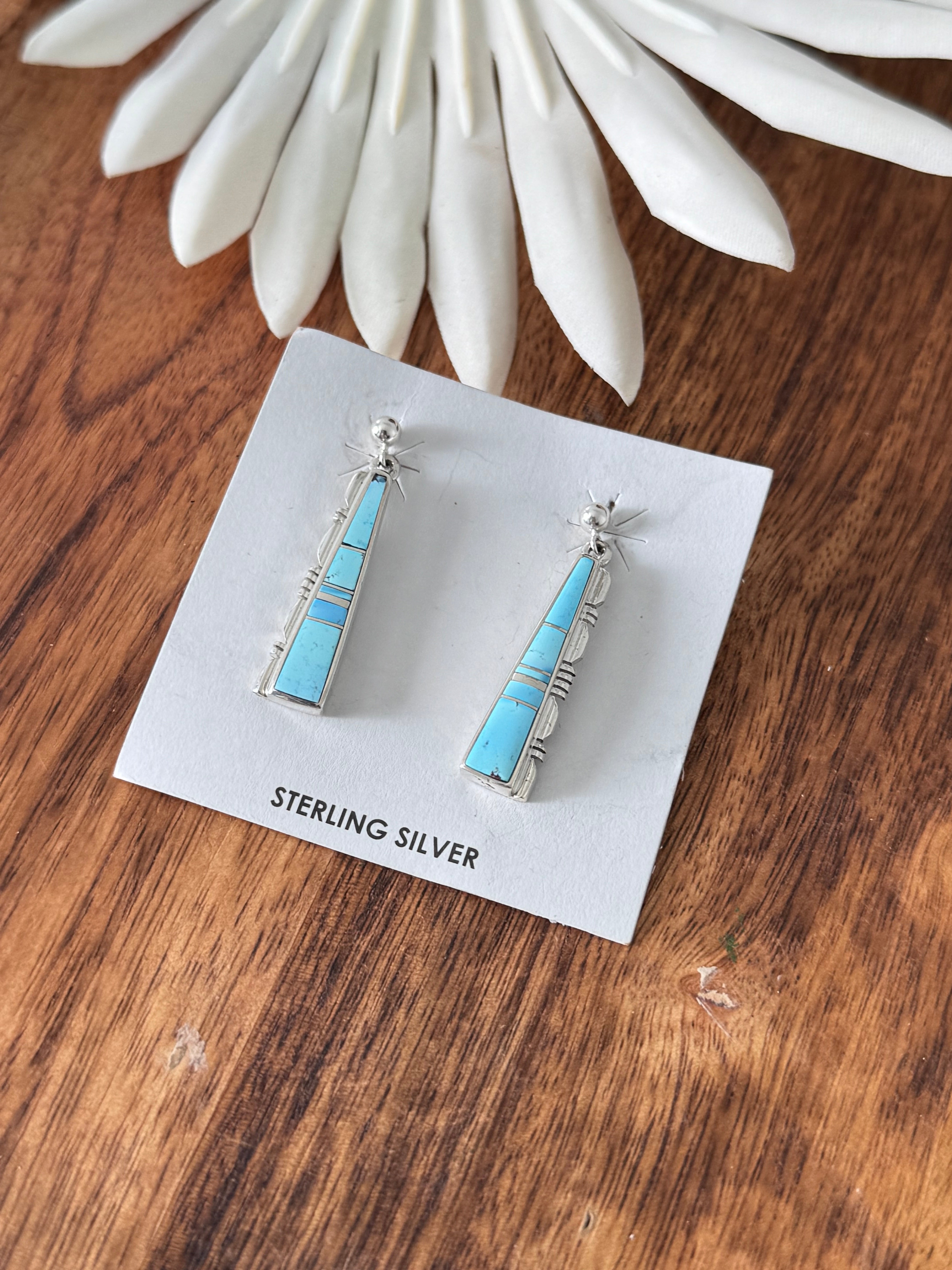 Rick Tolino Golden Hills Turquoise & Sterling Silver Post Dangle Inlay Earrings