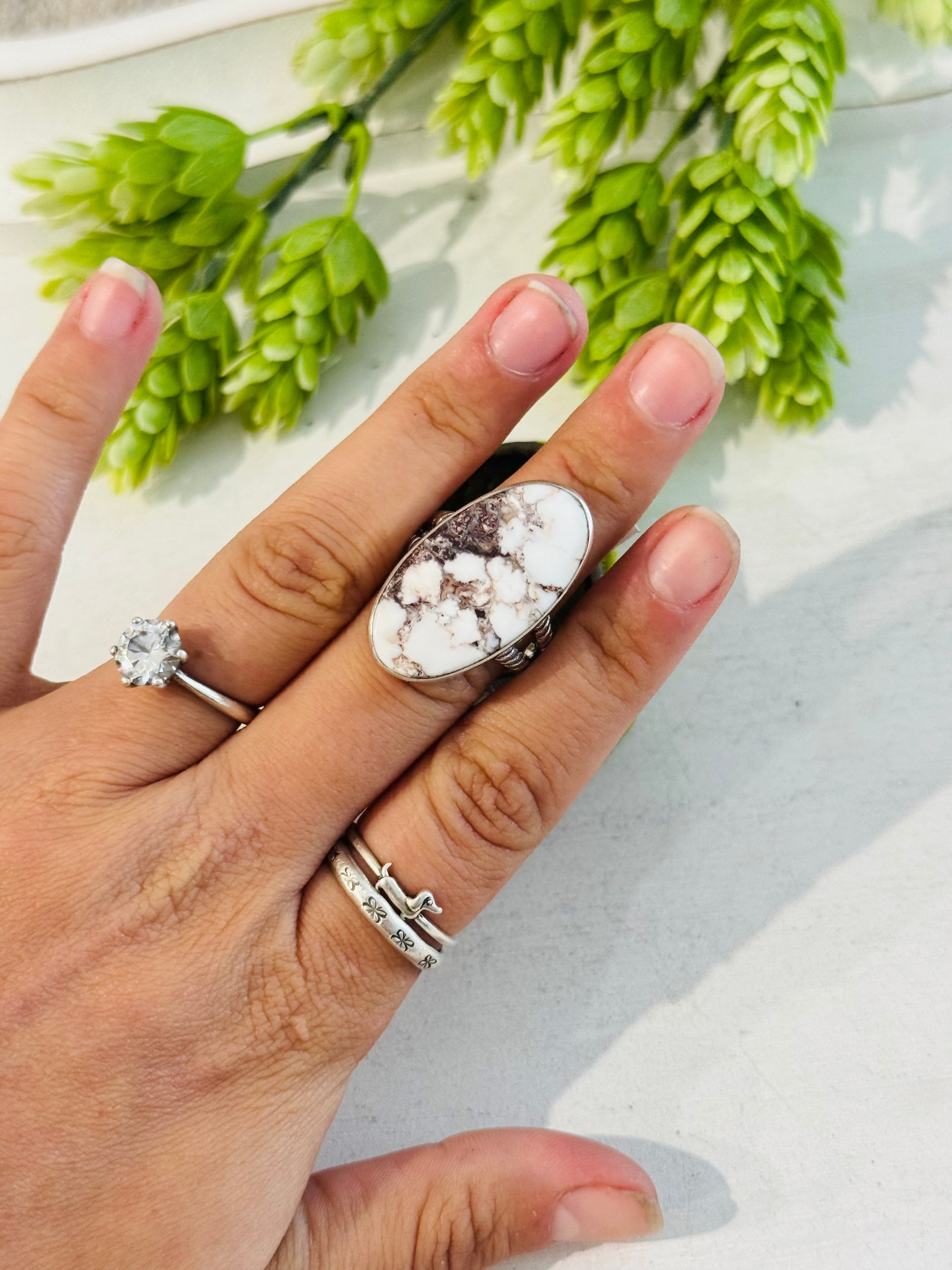 Southwest Made Wild Horse & Sterling Sliver Ring Size 10.5