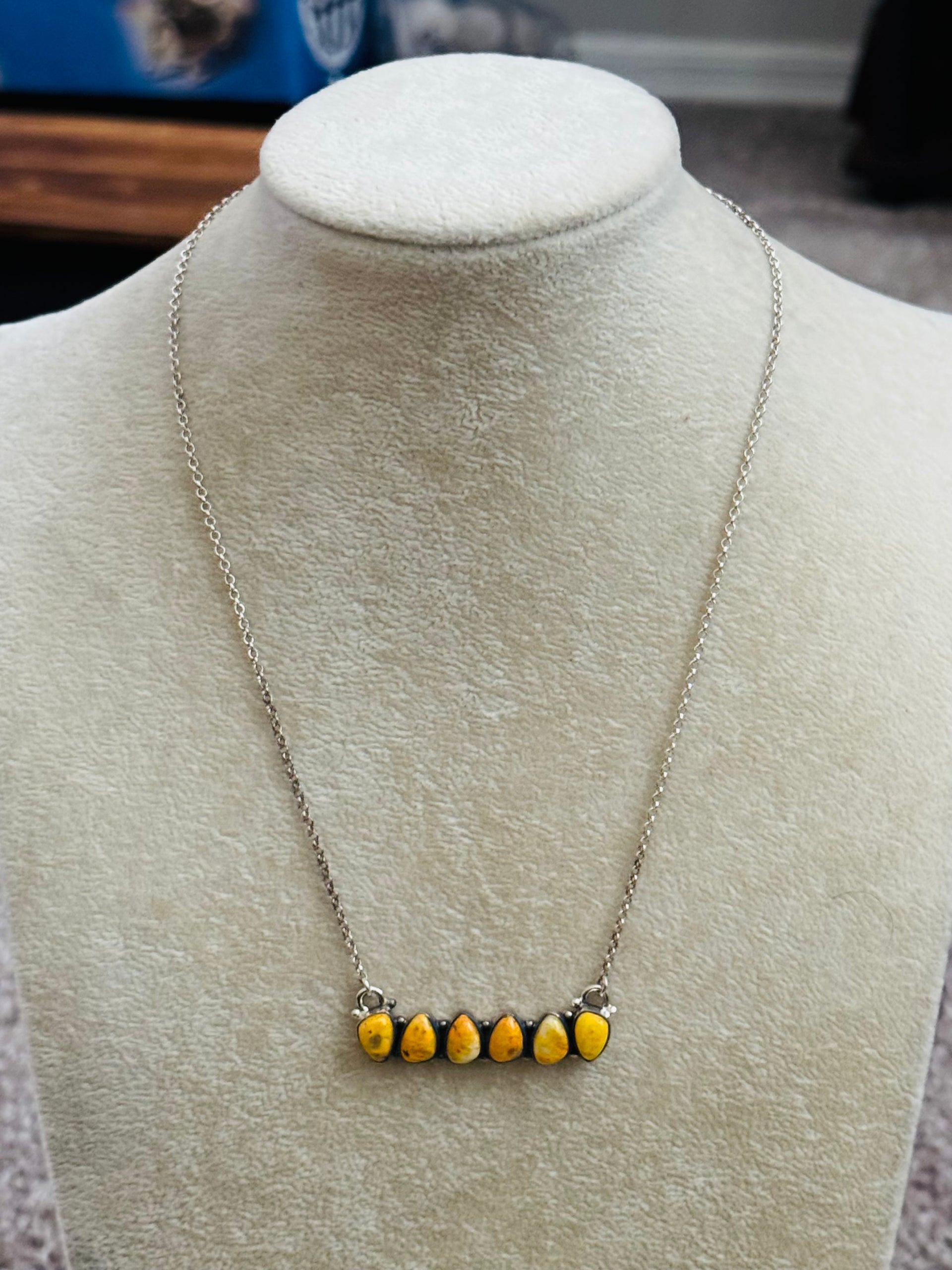 Southwest Made Bb Agate & Sterling Silver Cluster Necklace