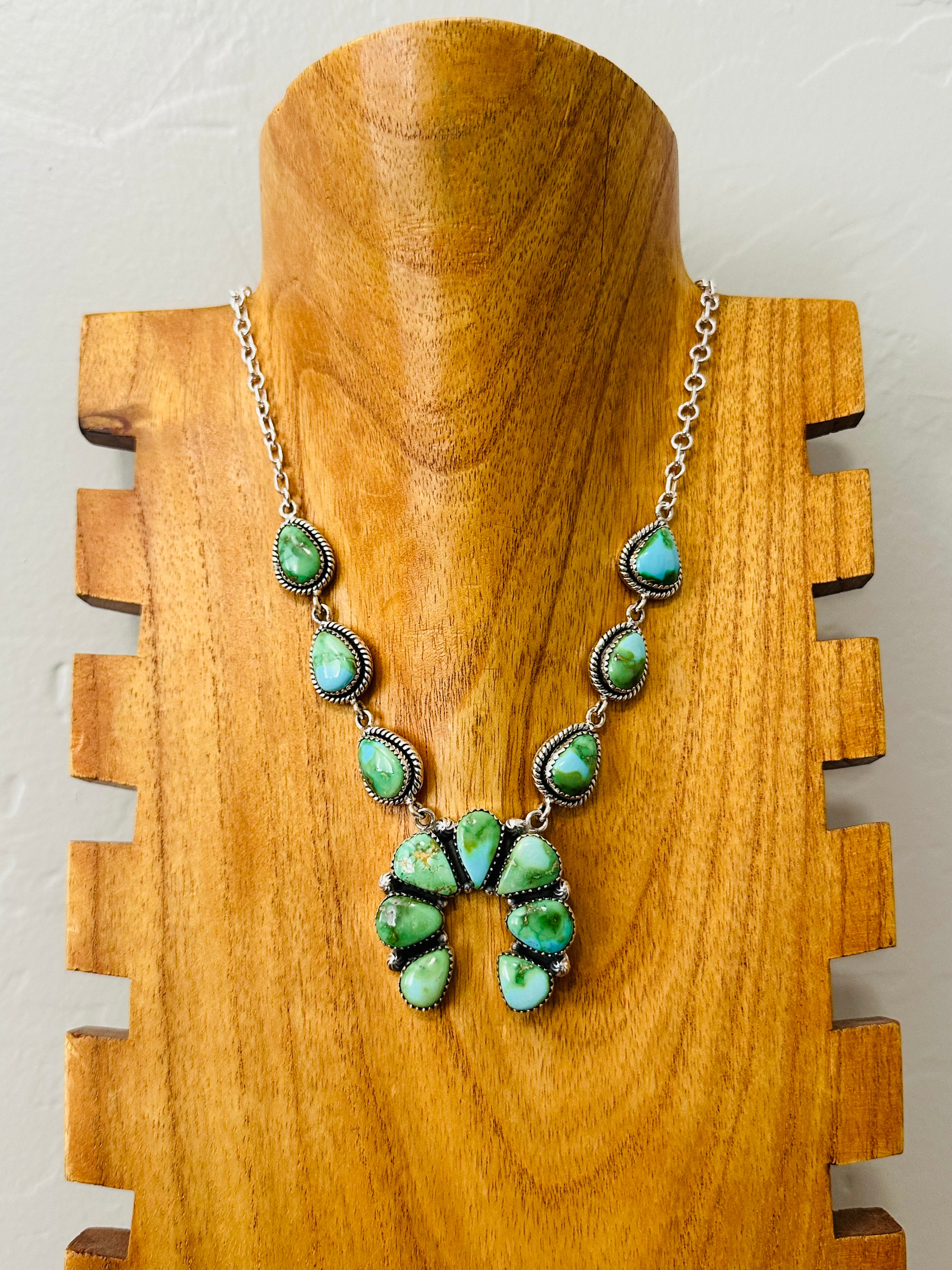 TTD “Katie” Sonoran Mountain Turquoise & Sterling Silver Cluster Naja Necklace