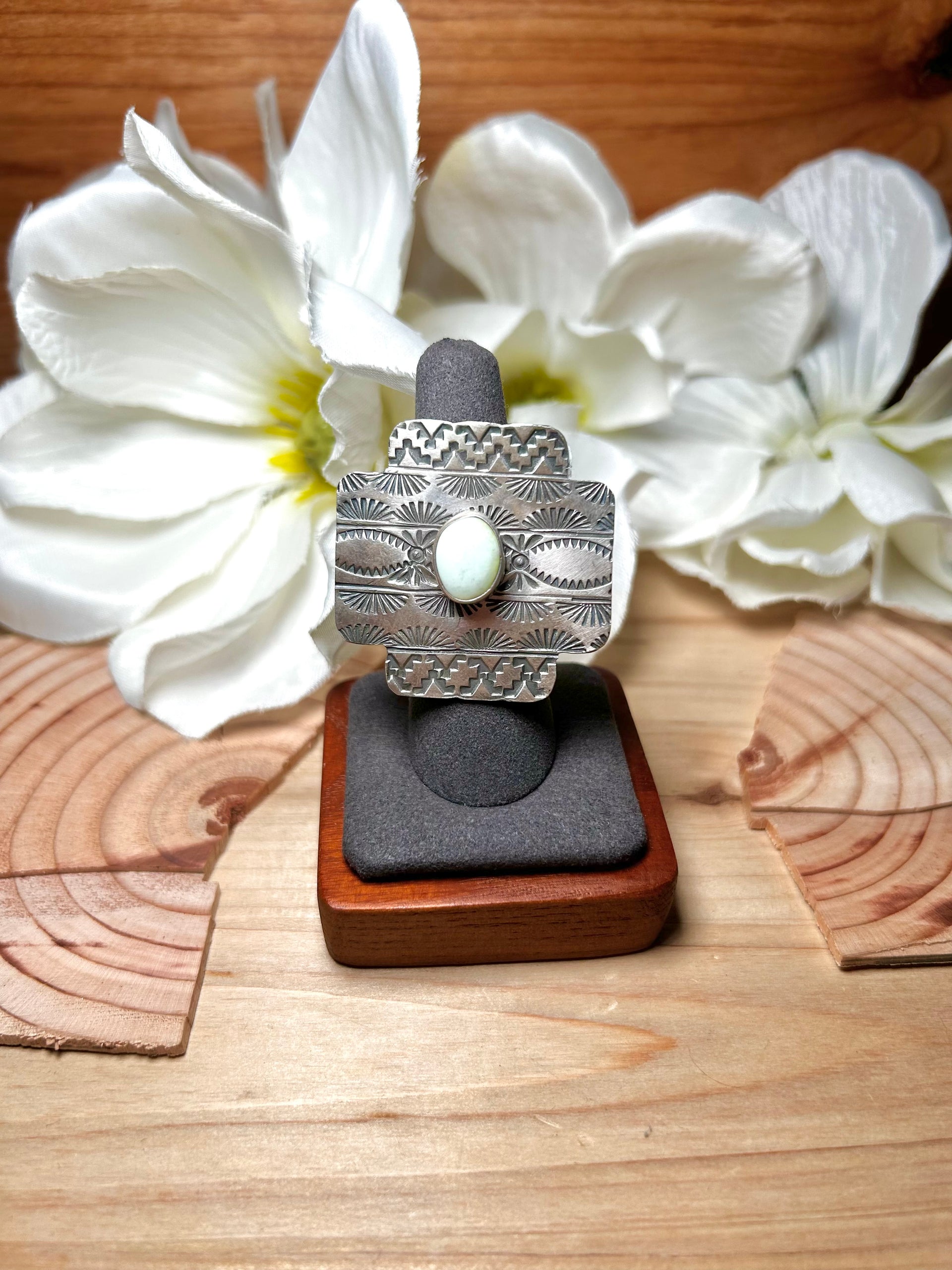 Tillie Jon Palomino Variscite & Sterling Silver Ring Size 7