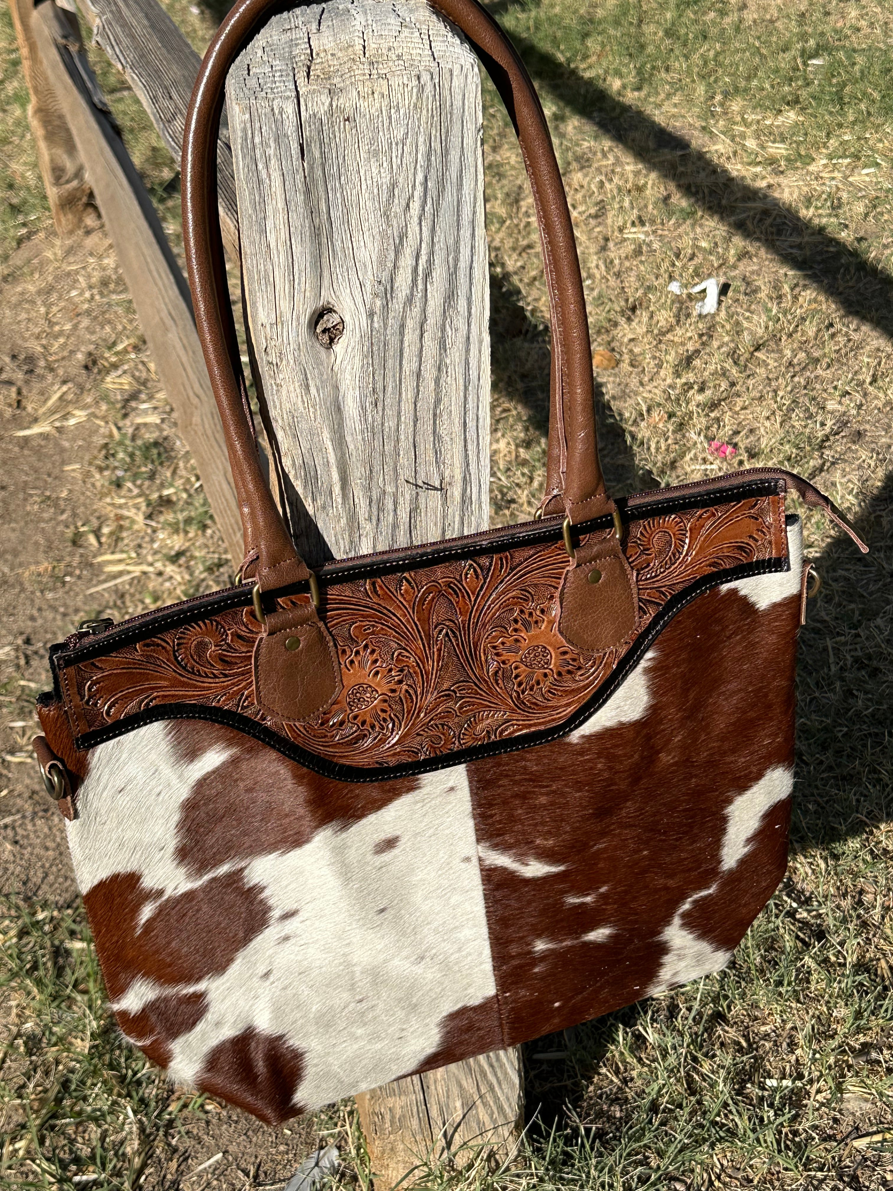 Genuine Tooled Leather Cowhide Purse