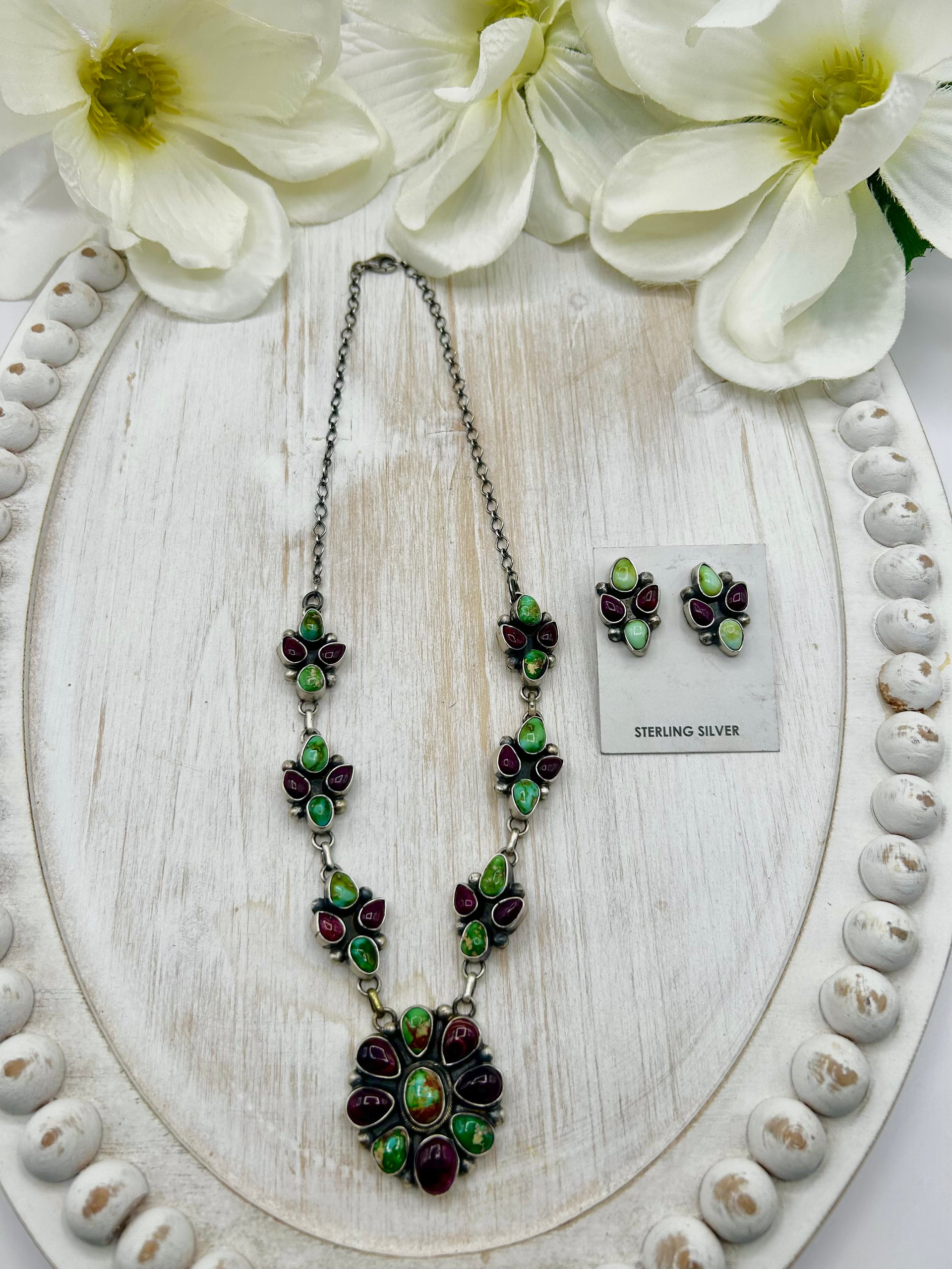 Sharon Francisco Multi Stone & Sterling Silver Necklace Set
