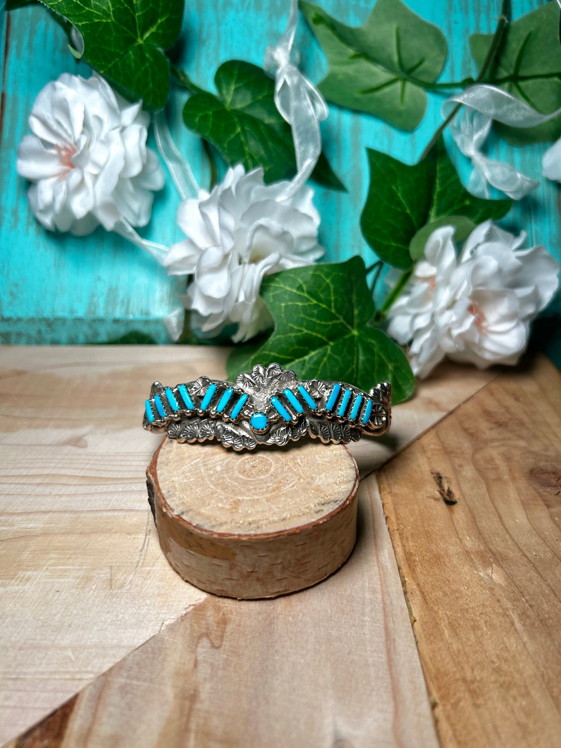 Zuni Made Kingman Turquoise & Sterling Silver Cuff Bracelet