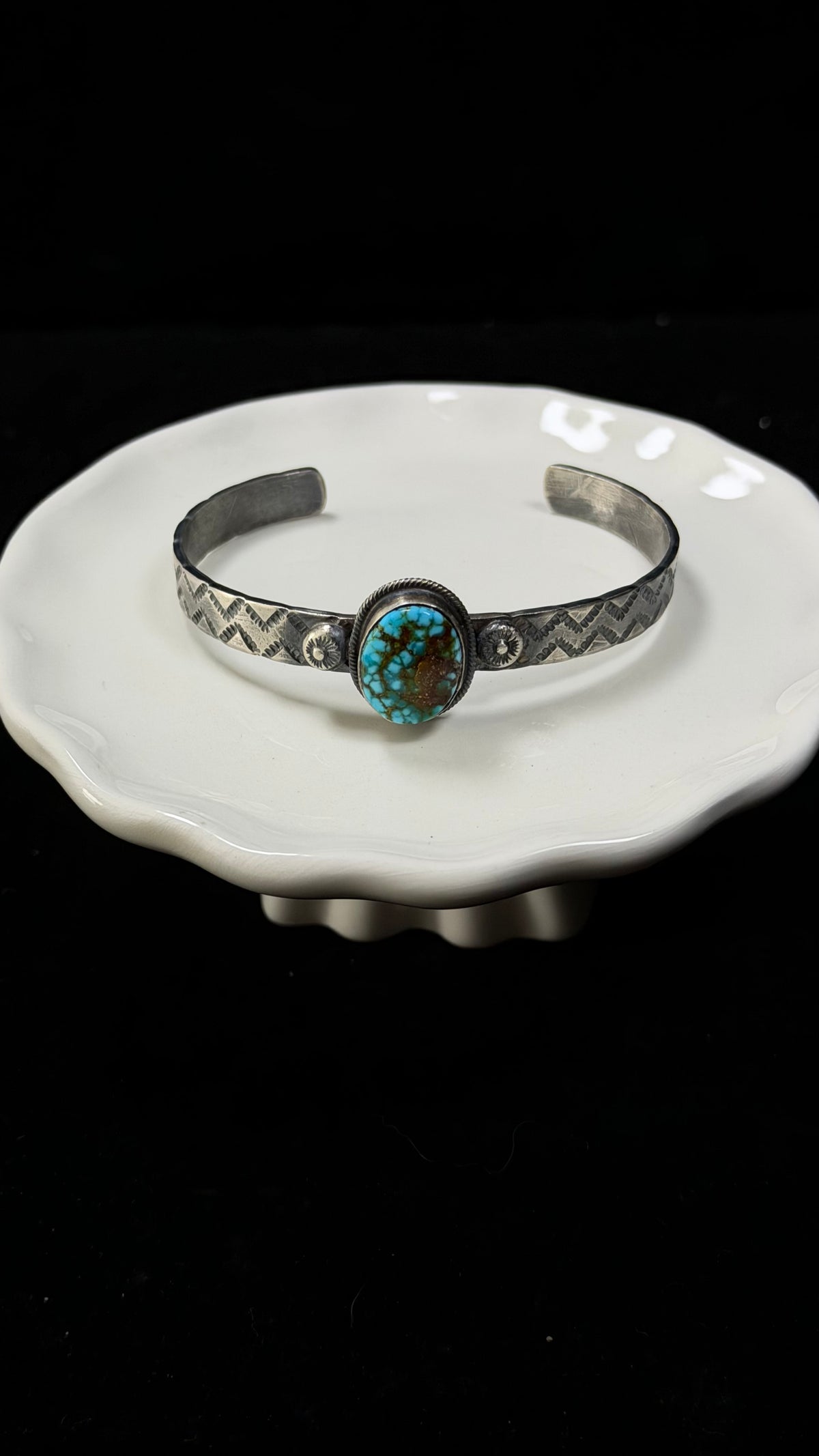 Tillie Jon Spider Web Kingman Turquoise & Sterling Silver Cuff Bracelet