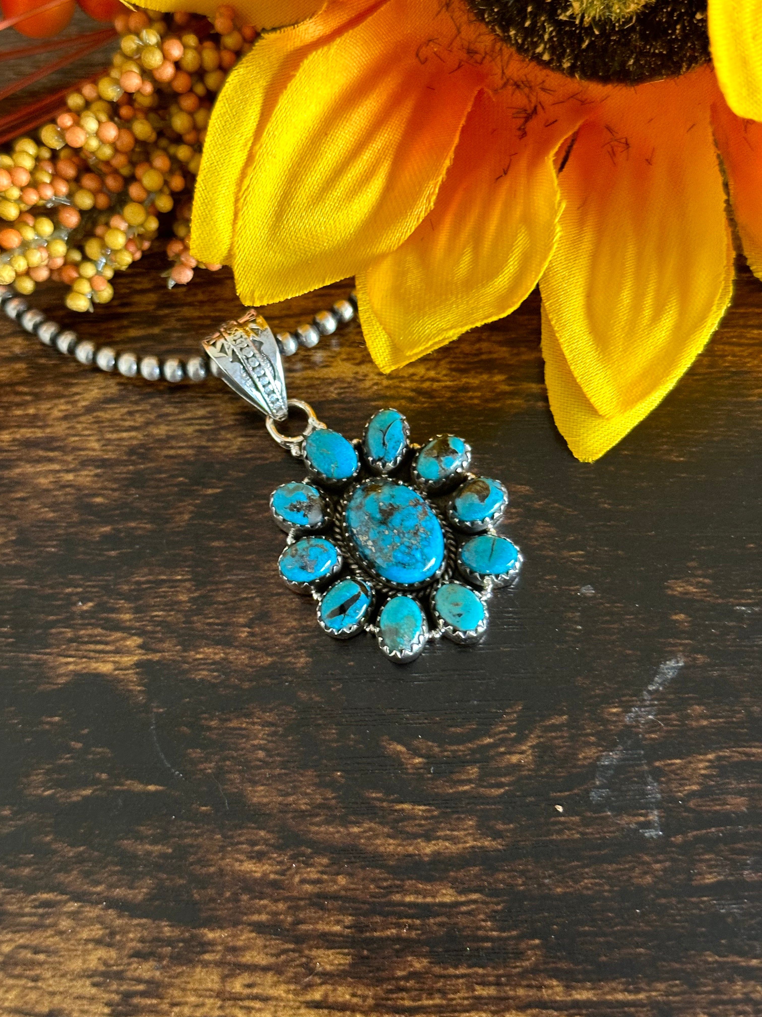 Southwest Handmade Kingman Turquoise & Sterling Silver Pendant