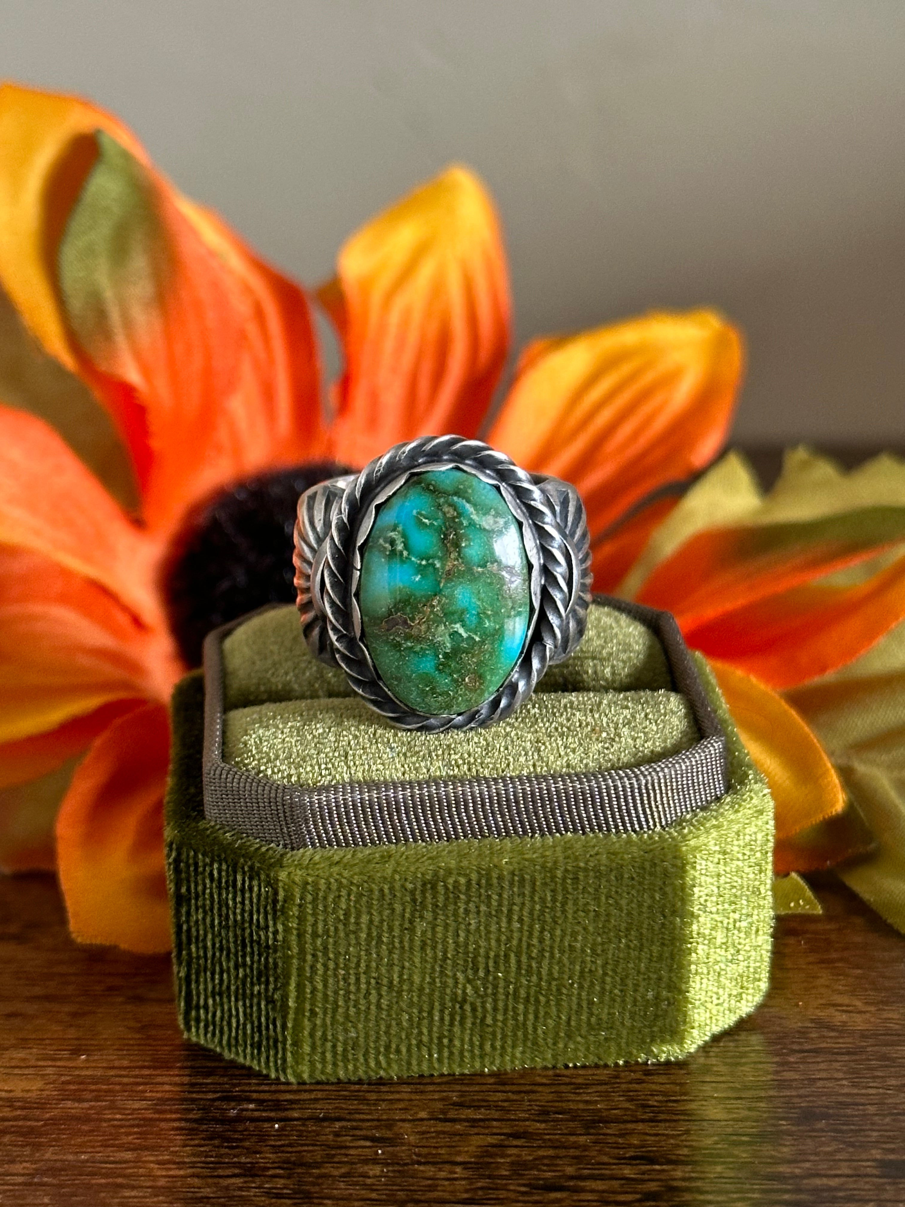 Tillie John Sonoran Gold Turquoise & Sterling Silver Ring Size 9.25