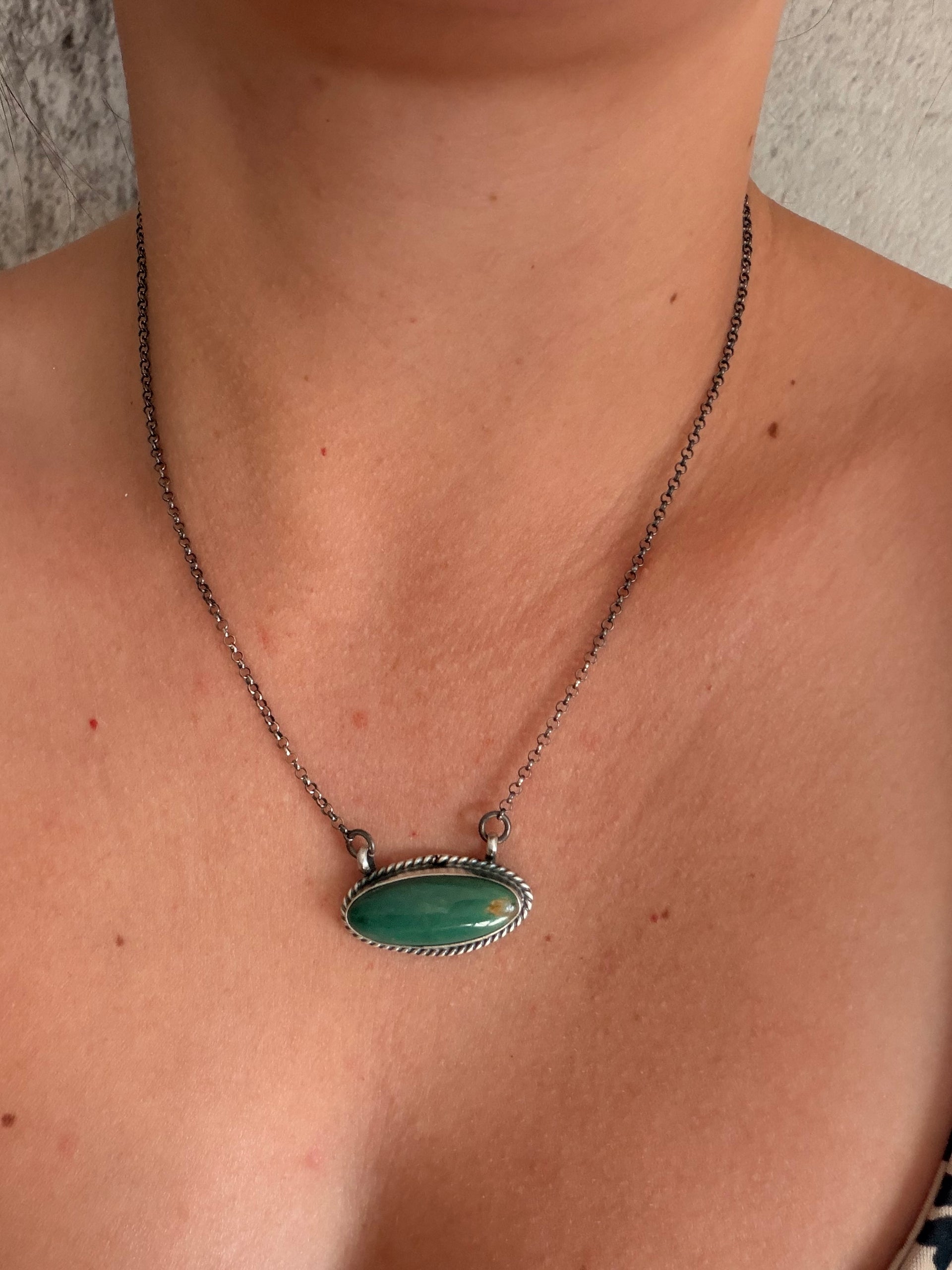Johnny Dixon Campitos Turquoise & Sterling Silver Bar Necklace
