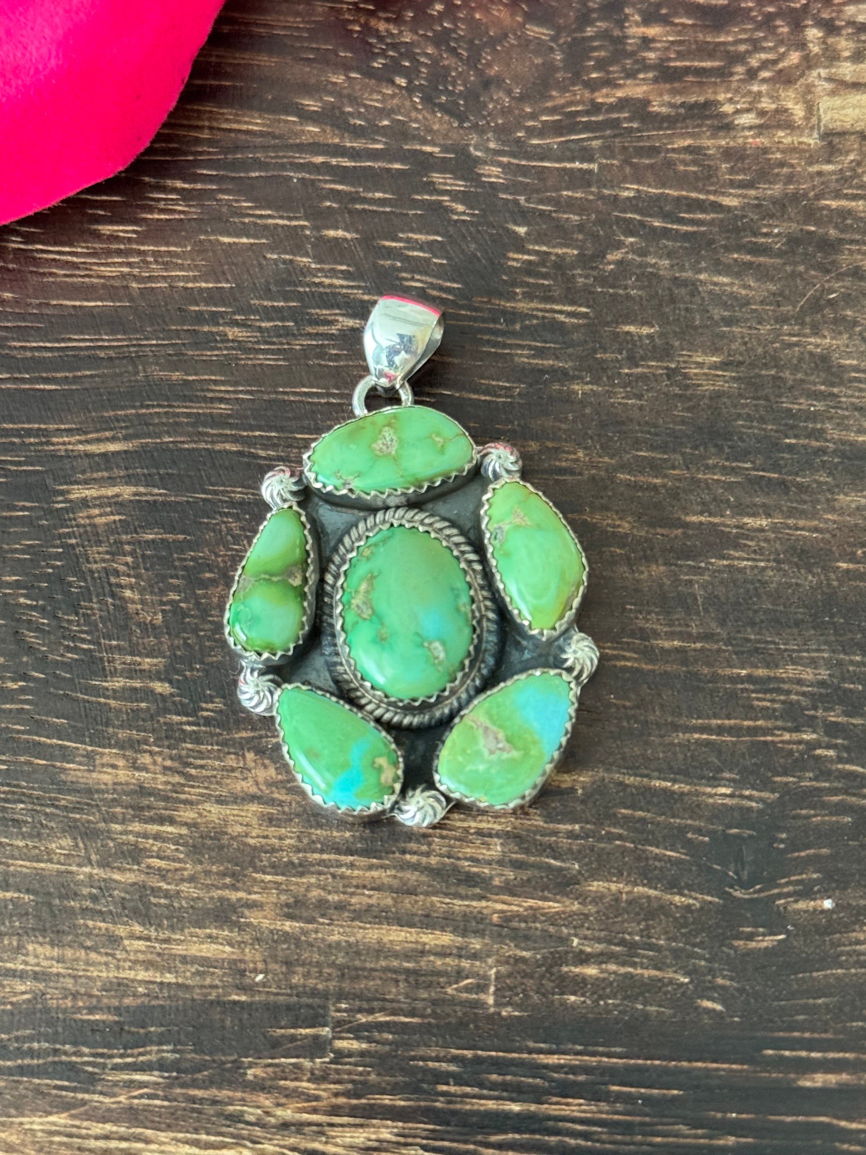 Southwest Handmade Sonoran Mountain Turquoise & Sterling Silver Pendant