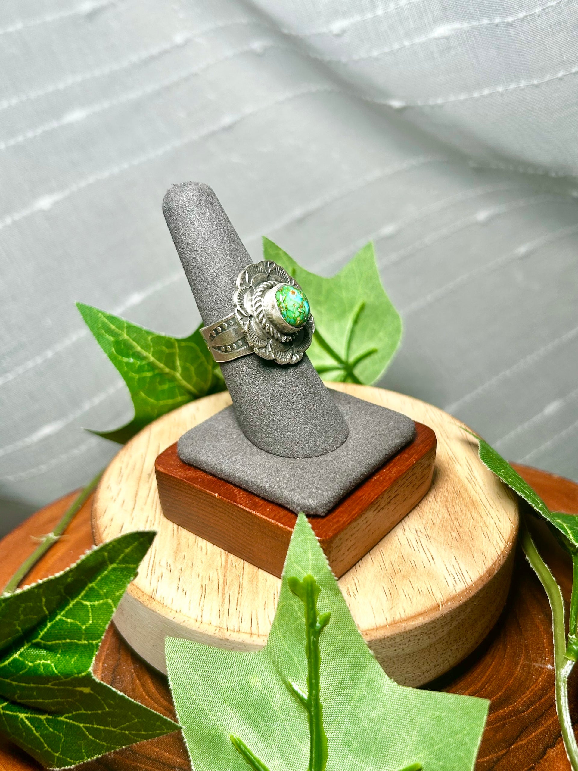 Tillie John Sonoran Gold Turquoise & Sterling Silver Ring Size 7.5