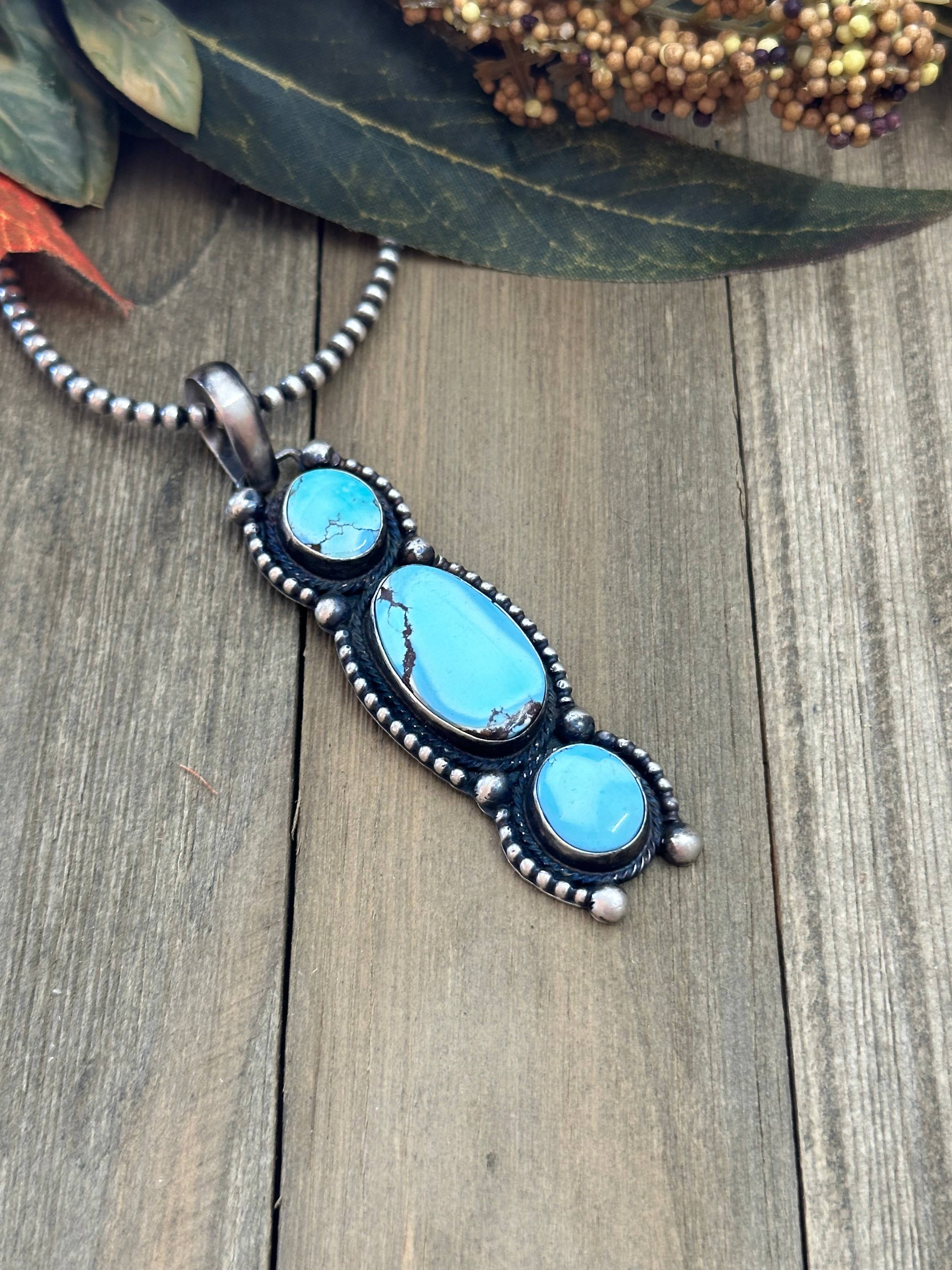 Bobby Johnson Golden Hills Turquoise & Sterling Silver Pendant