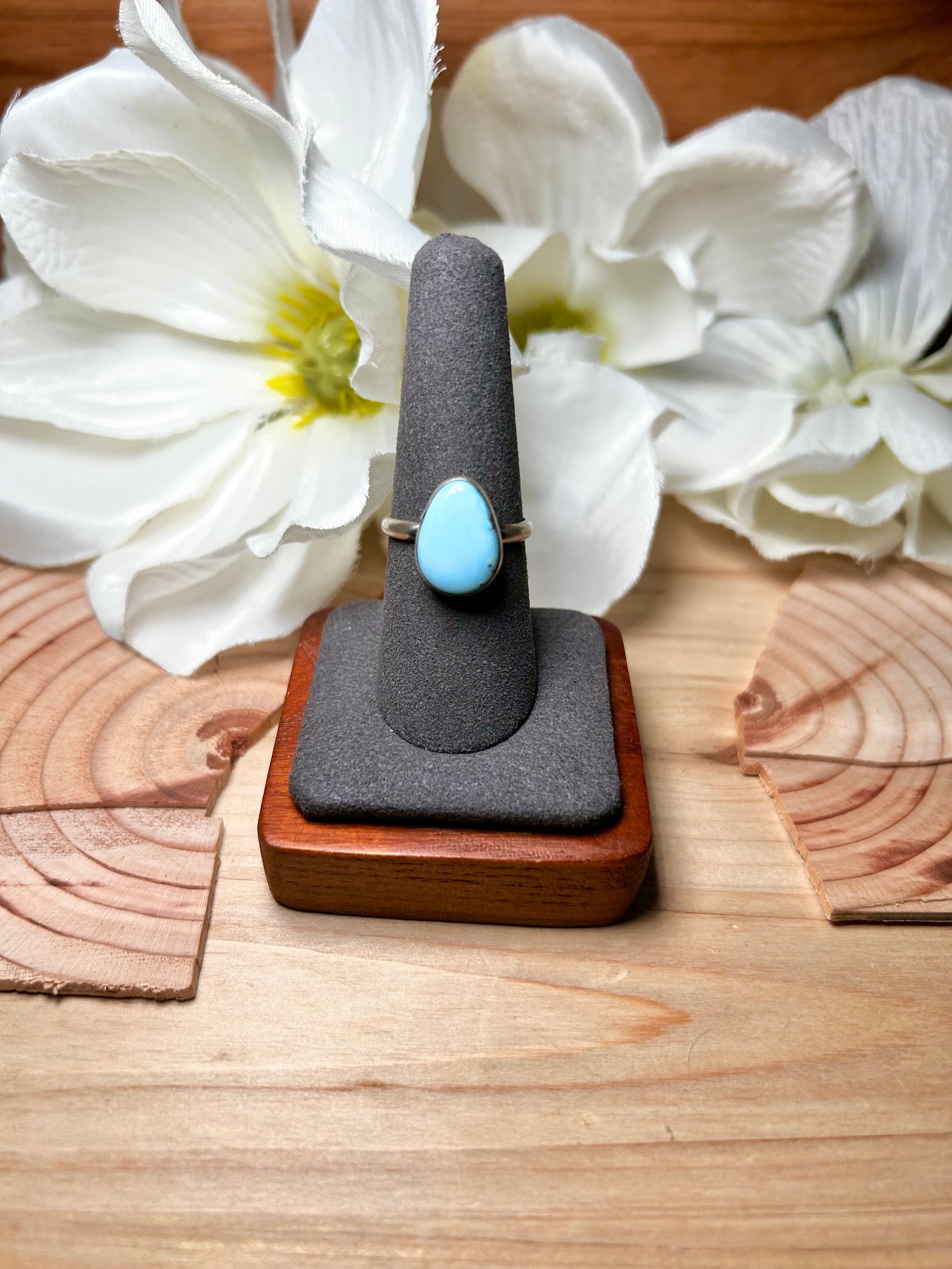 Navajo Made Golden Hill Turquoise & Sterling Silver Ring Size 8