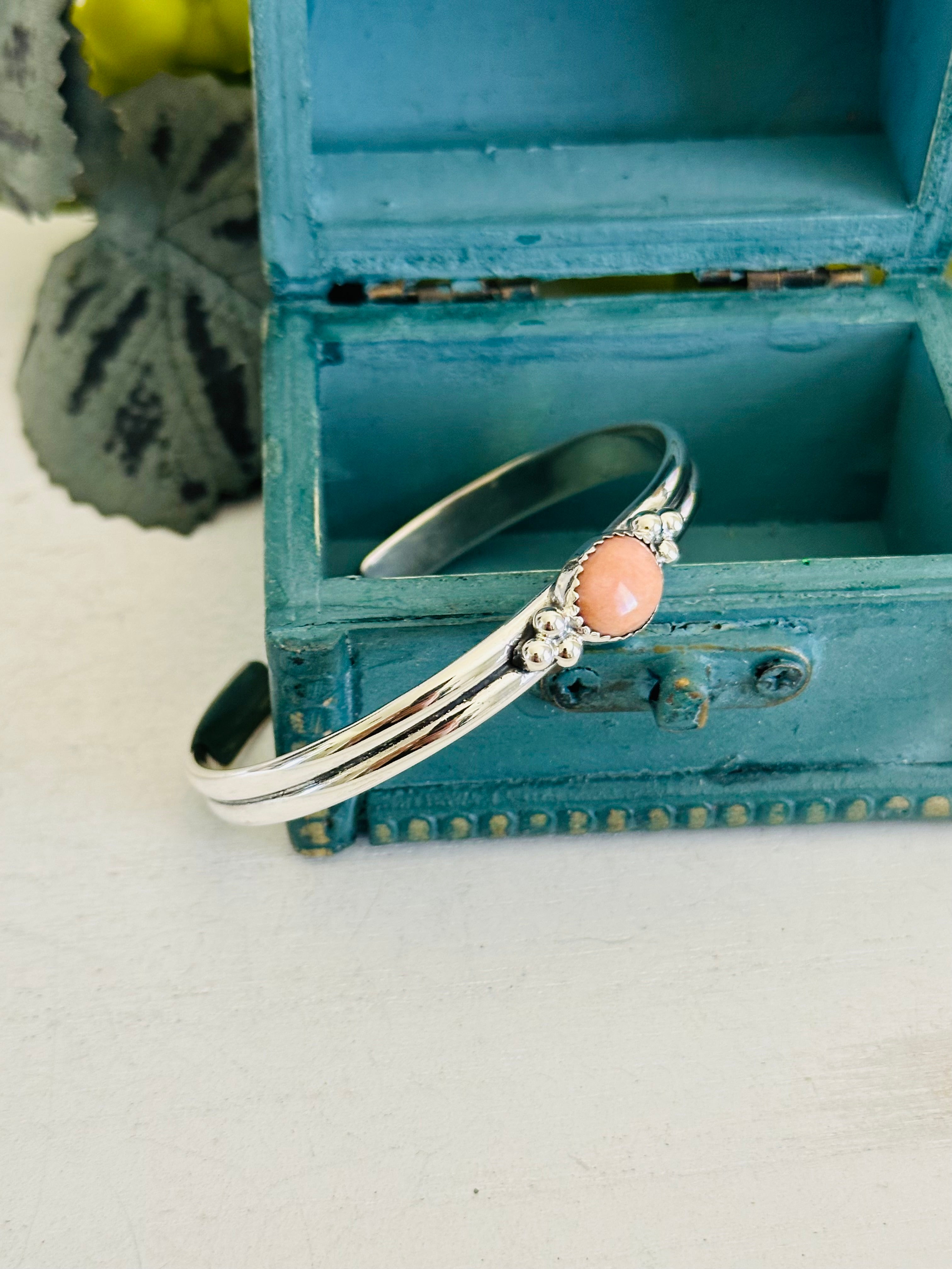 TTD “Heather” Peruvian Pink Opal & Sterling Silver Cuff Bracelet
