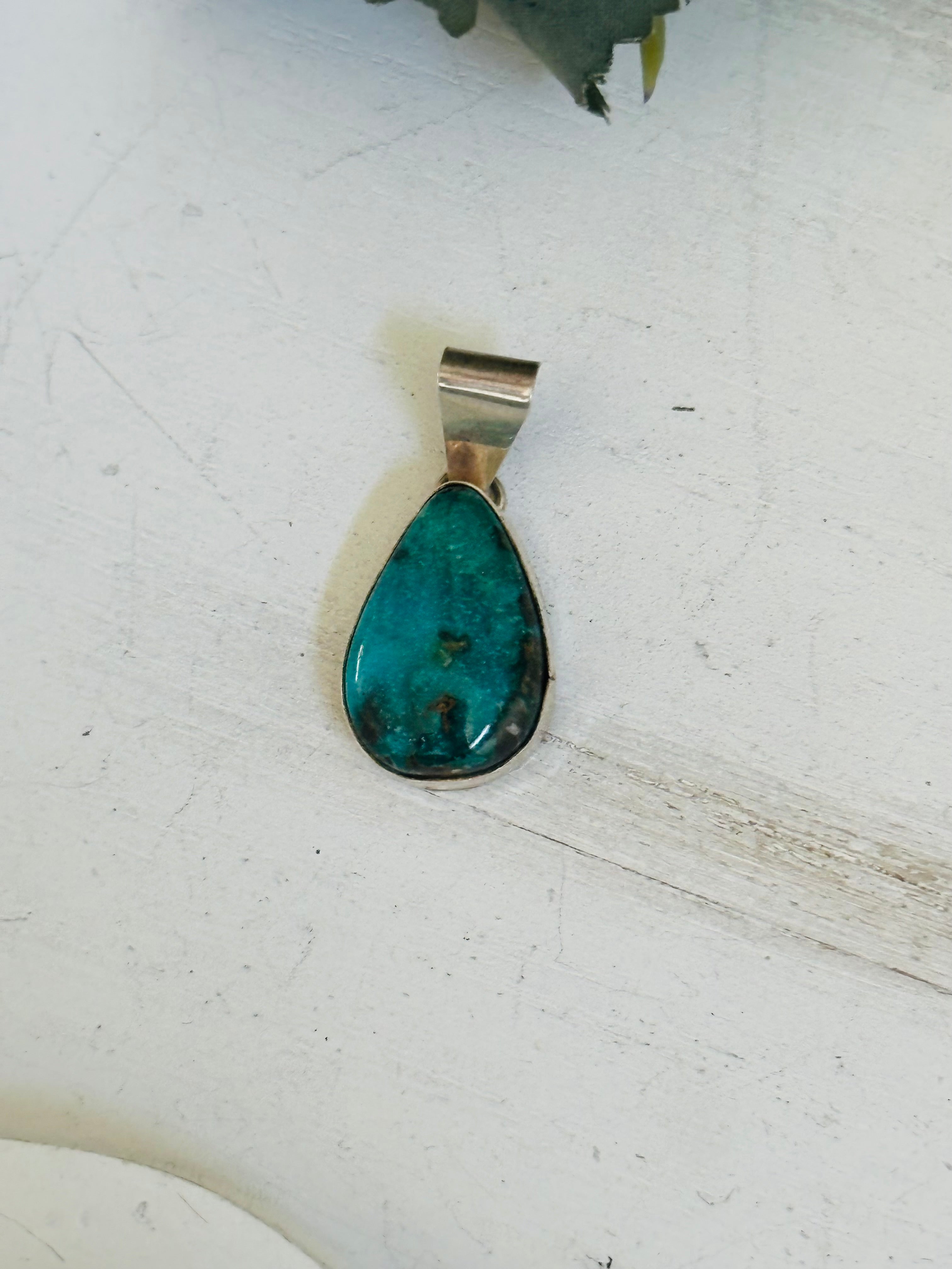 Navajo Made Carico Lake Turquoise & Sterling Silver Pendant