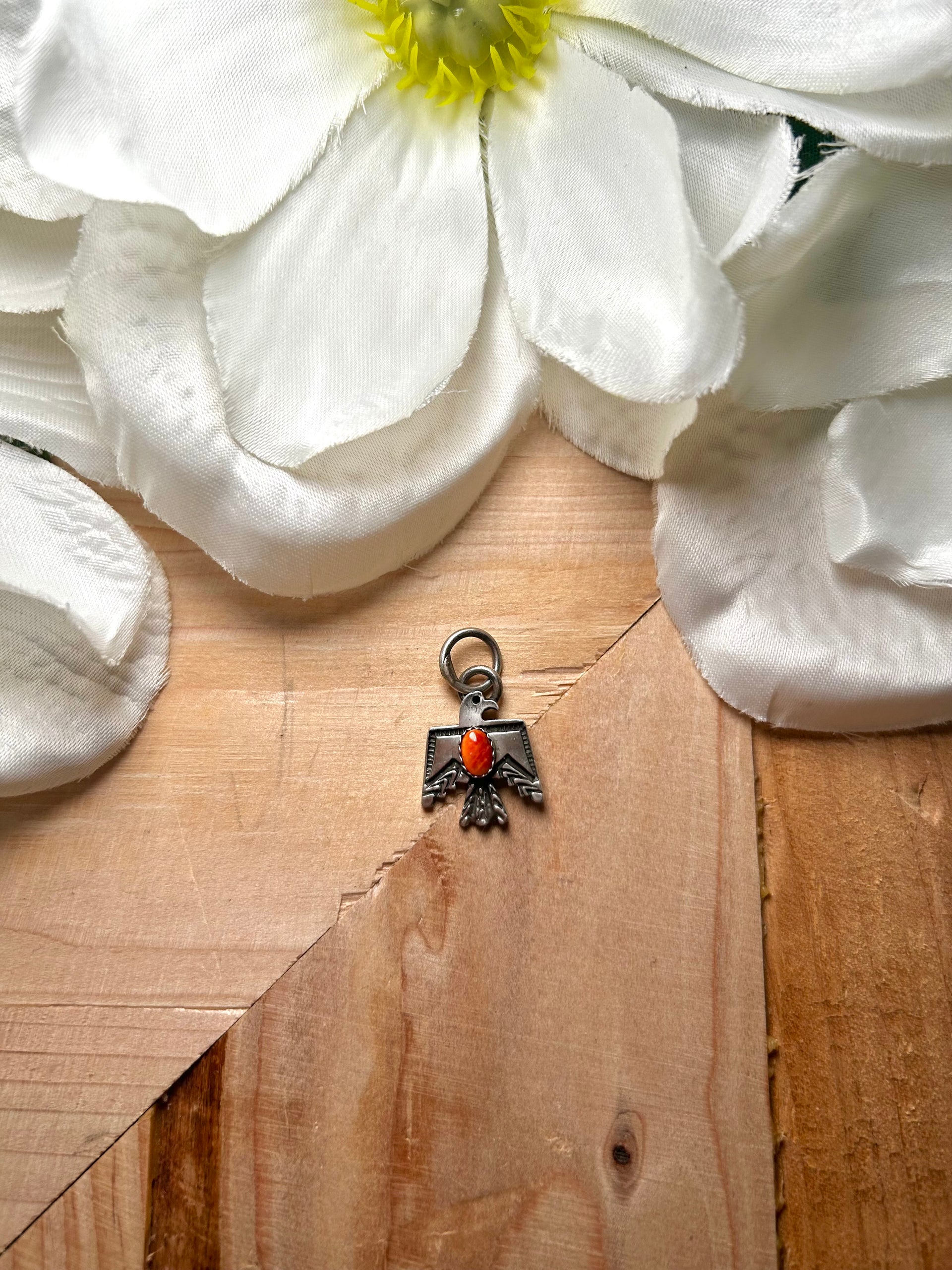 Navajo Made Spiny Oyster & Sterling Silver Pendant