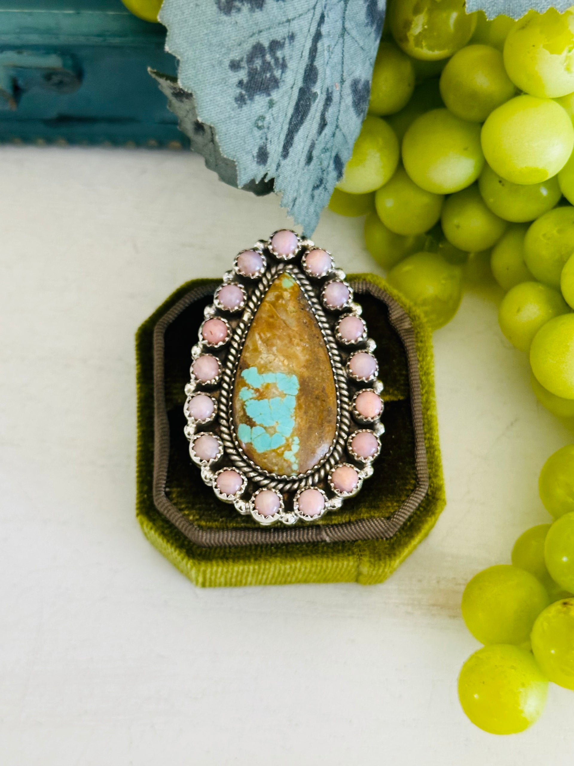 Southwest Handmade Multi Stone & Sterling Silver Cluster Adjustable Ring