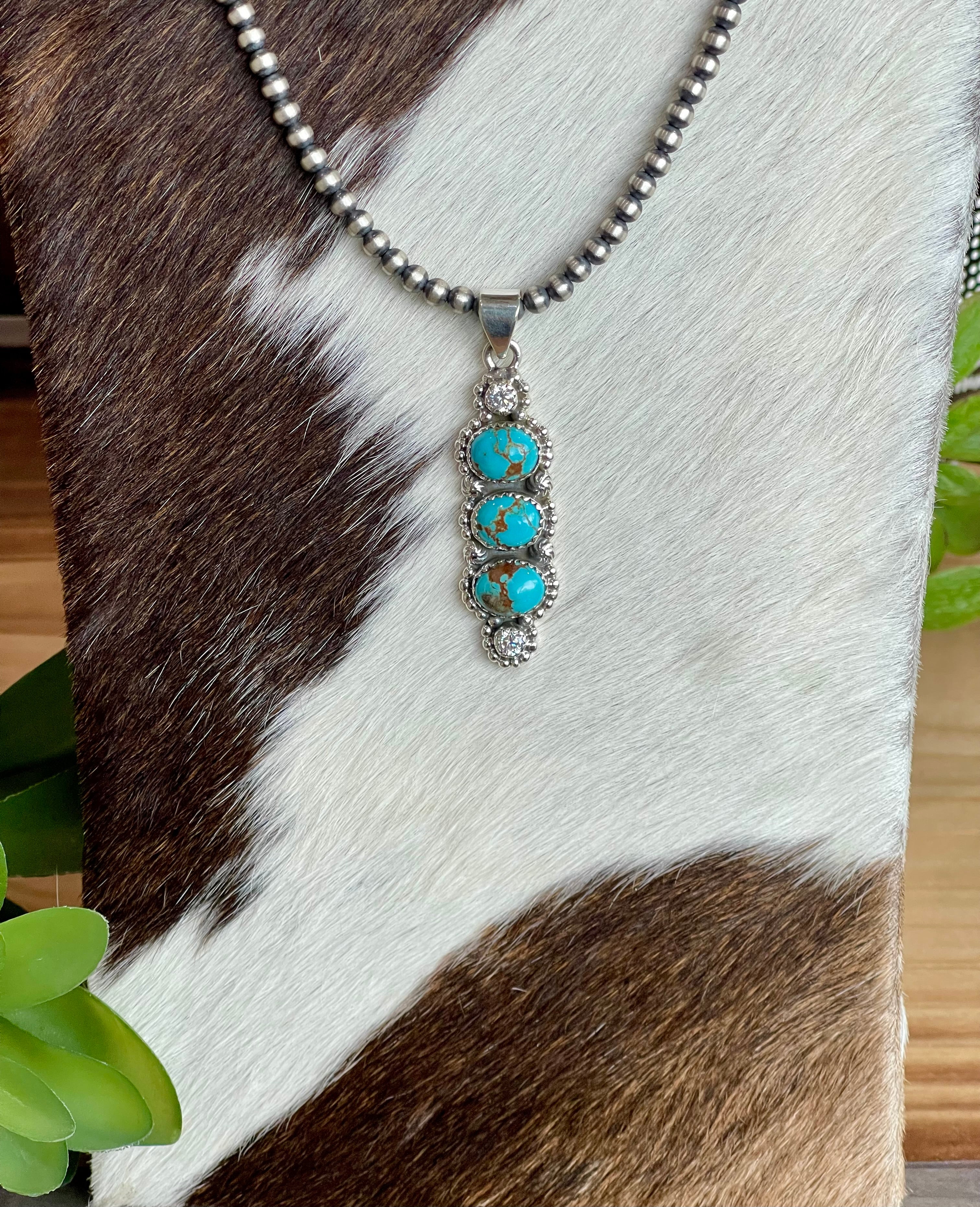 Southwest Handmade Multi Stone & Sterling Silver 5 Stone Pendant