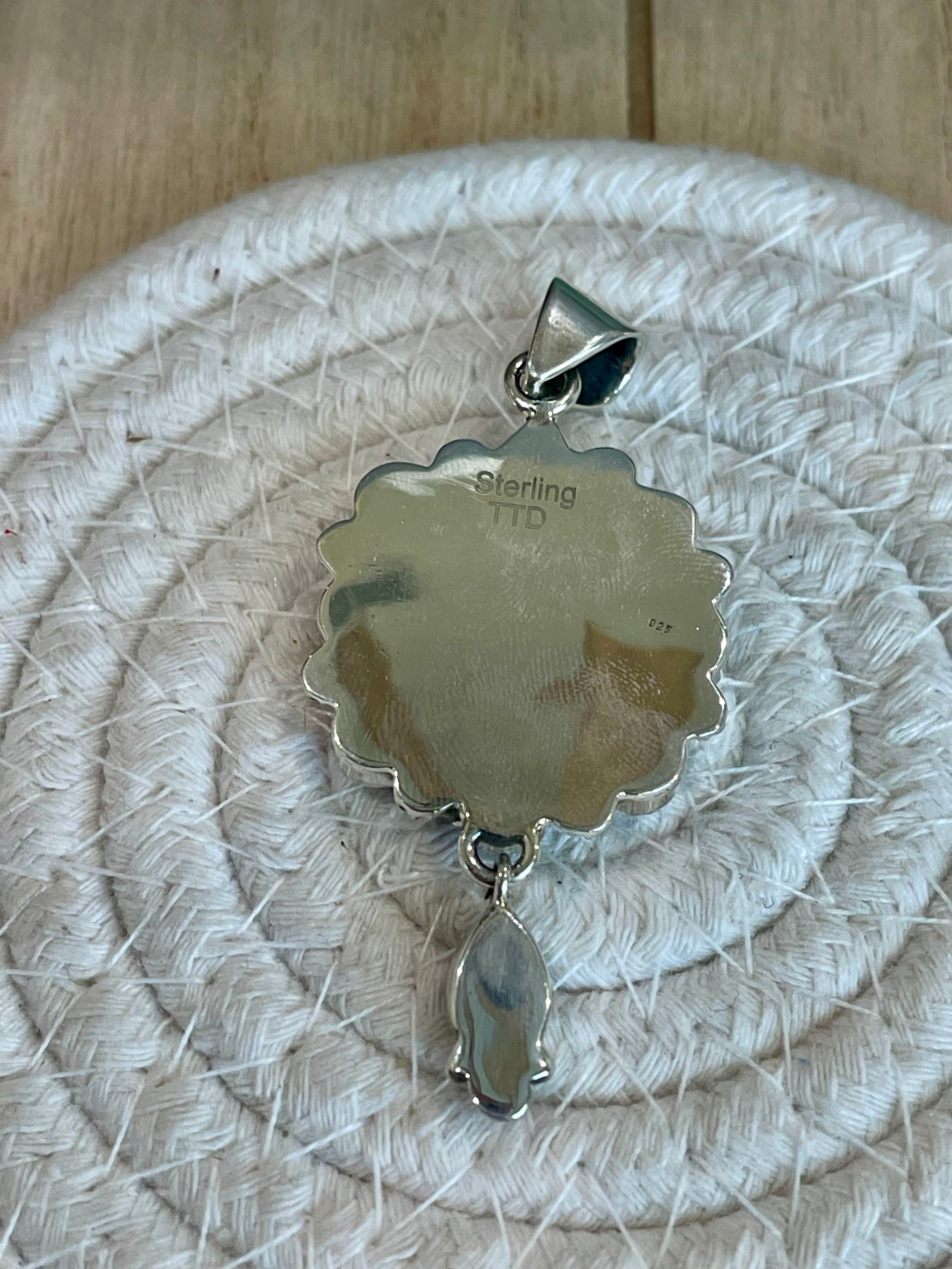 Southwest Handmade Opal & Sterling Silver Cluster Dangle Pendant