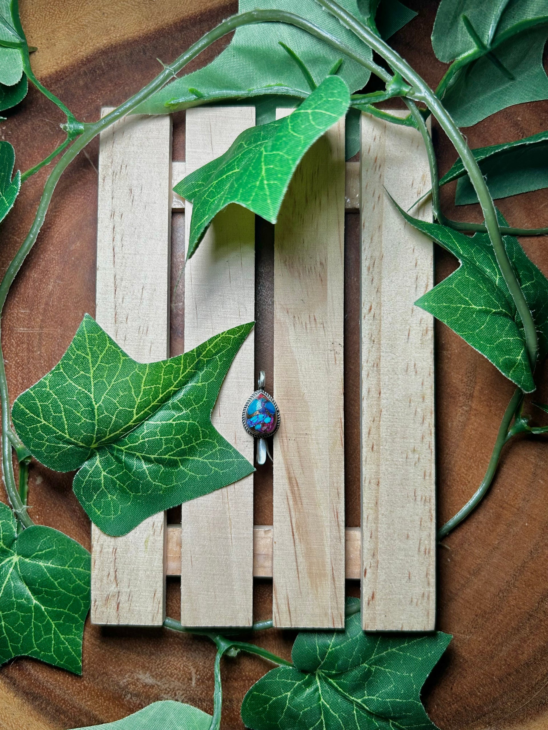 Navajo Made Mohave Turquoise Blossom & Sterling Silver Pendant