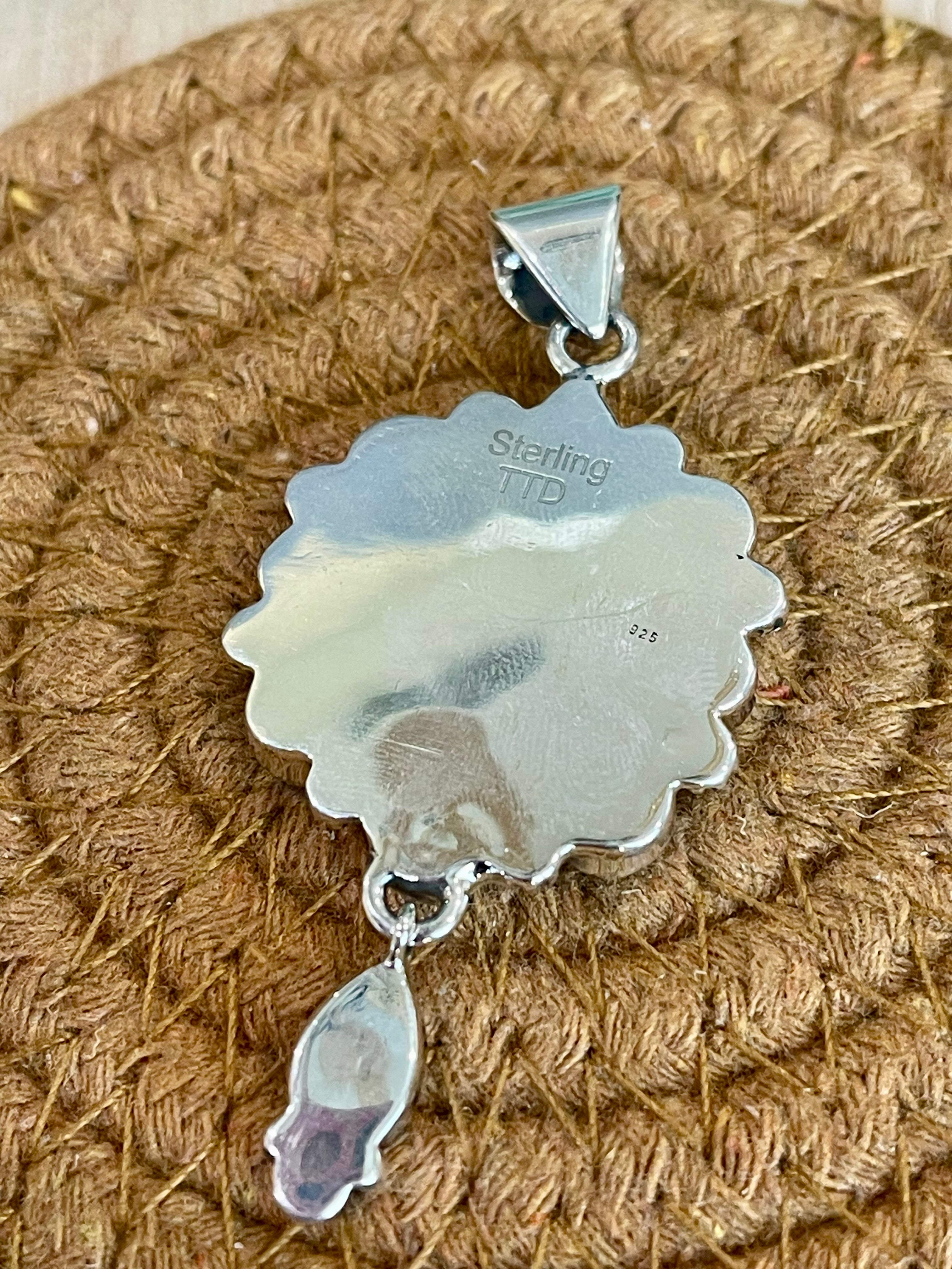 Southwest Handmade Opal & Sterling Silver Cluster Dangle Pendant