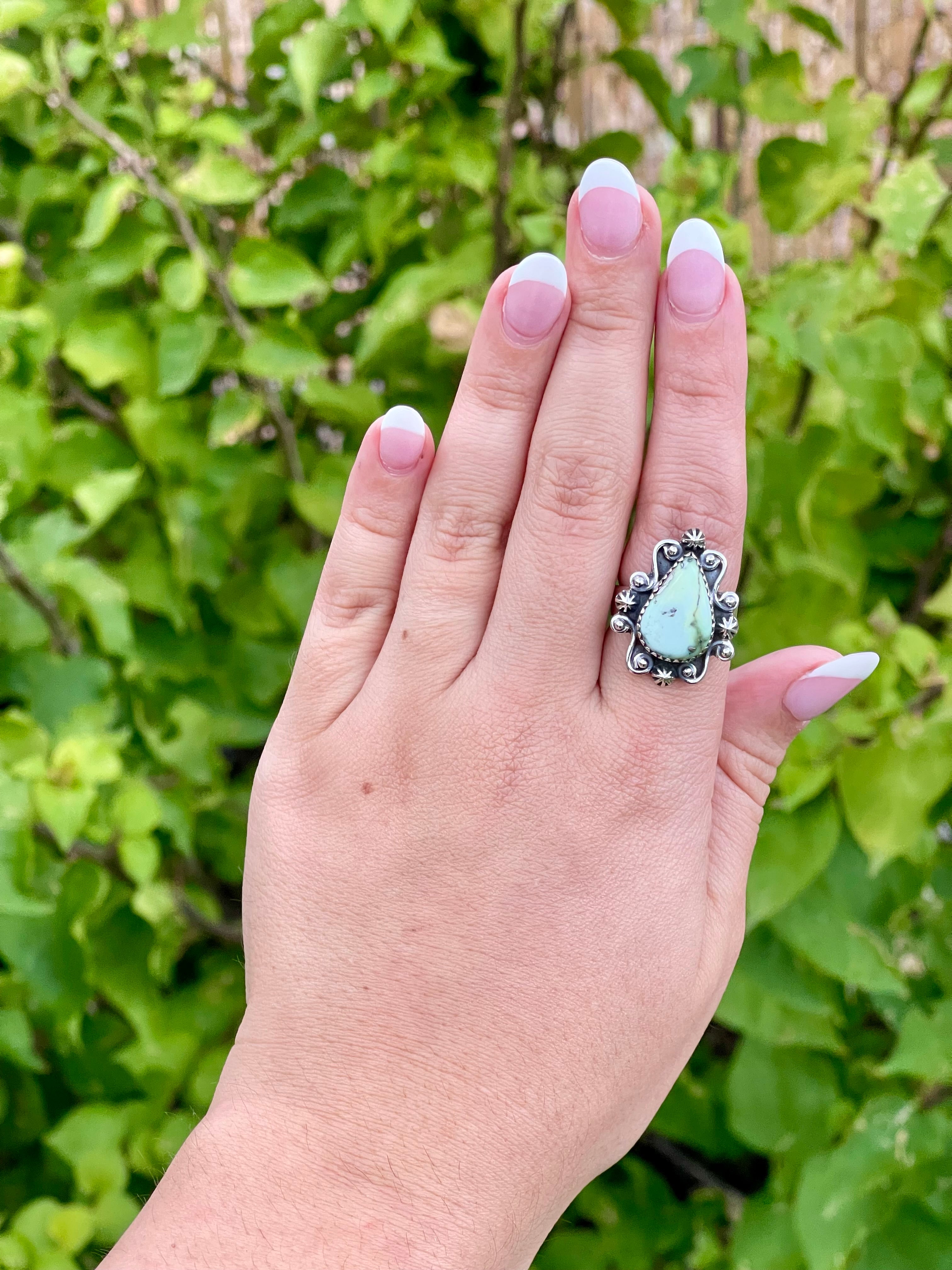 Southwest Handmade Palomino Variscite & Sterling Silver Adjustable Ring