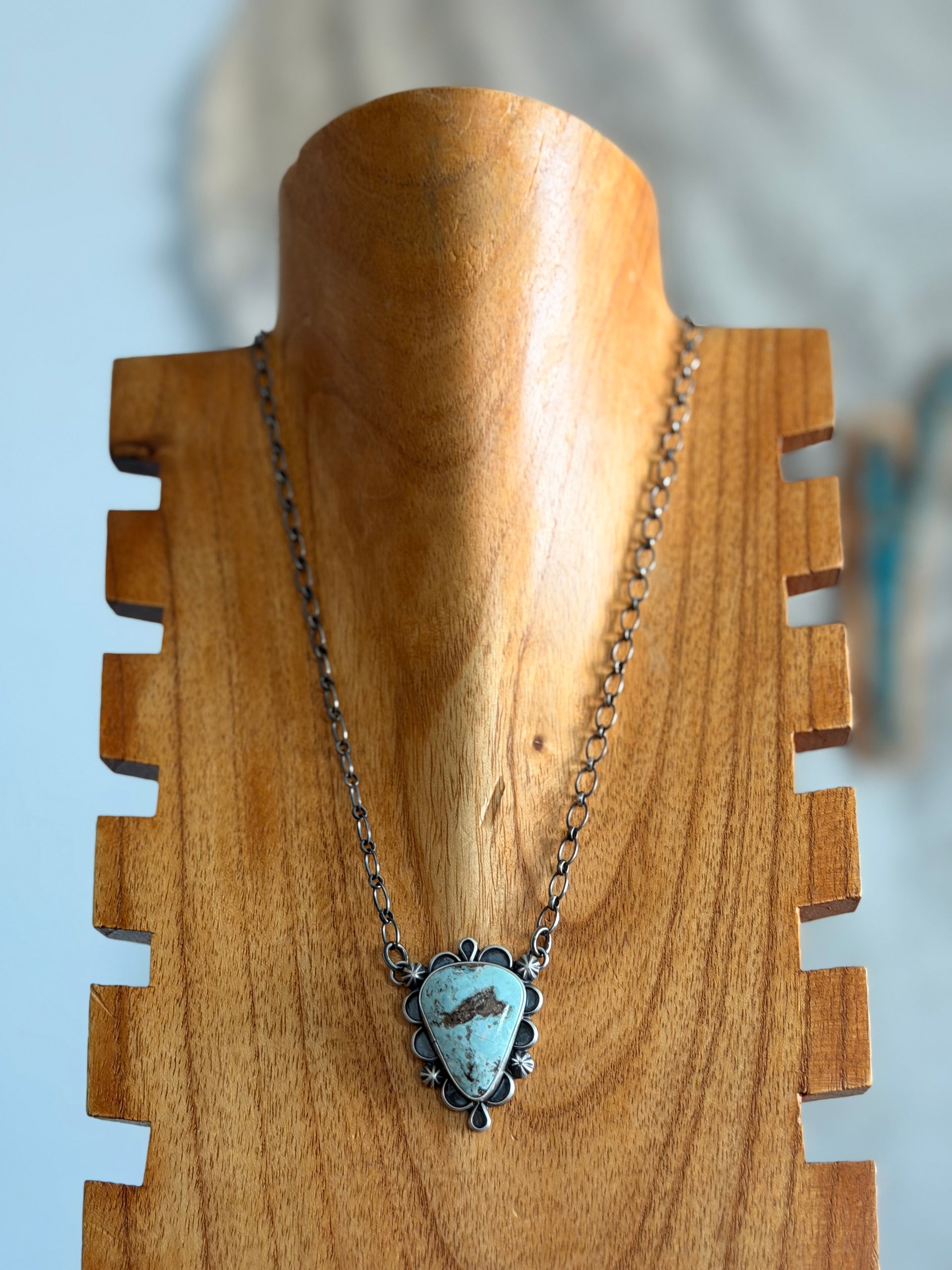 Jameson Garcia Natural Dry Creek Turquoise & Sterling Silver Bar Necklace