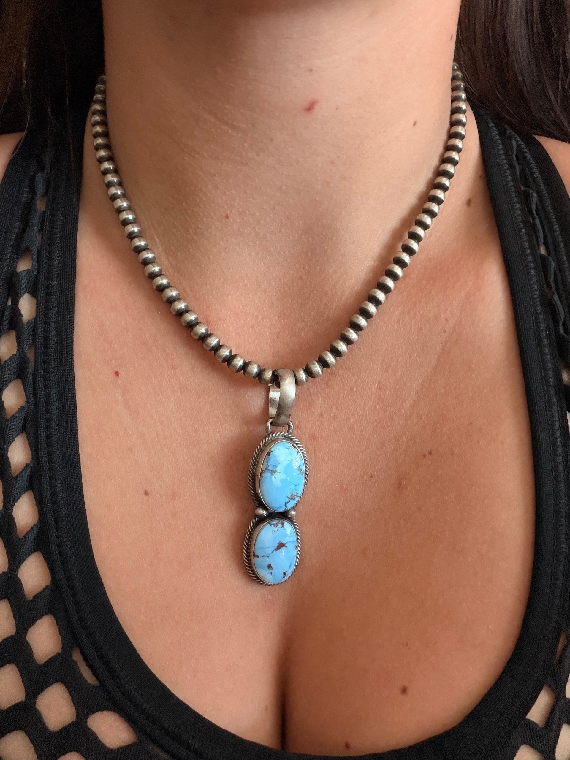 Darrin Livingston Golden Hills Turquoise & Sterling Silver Pendant