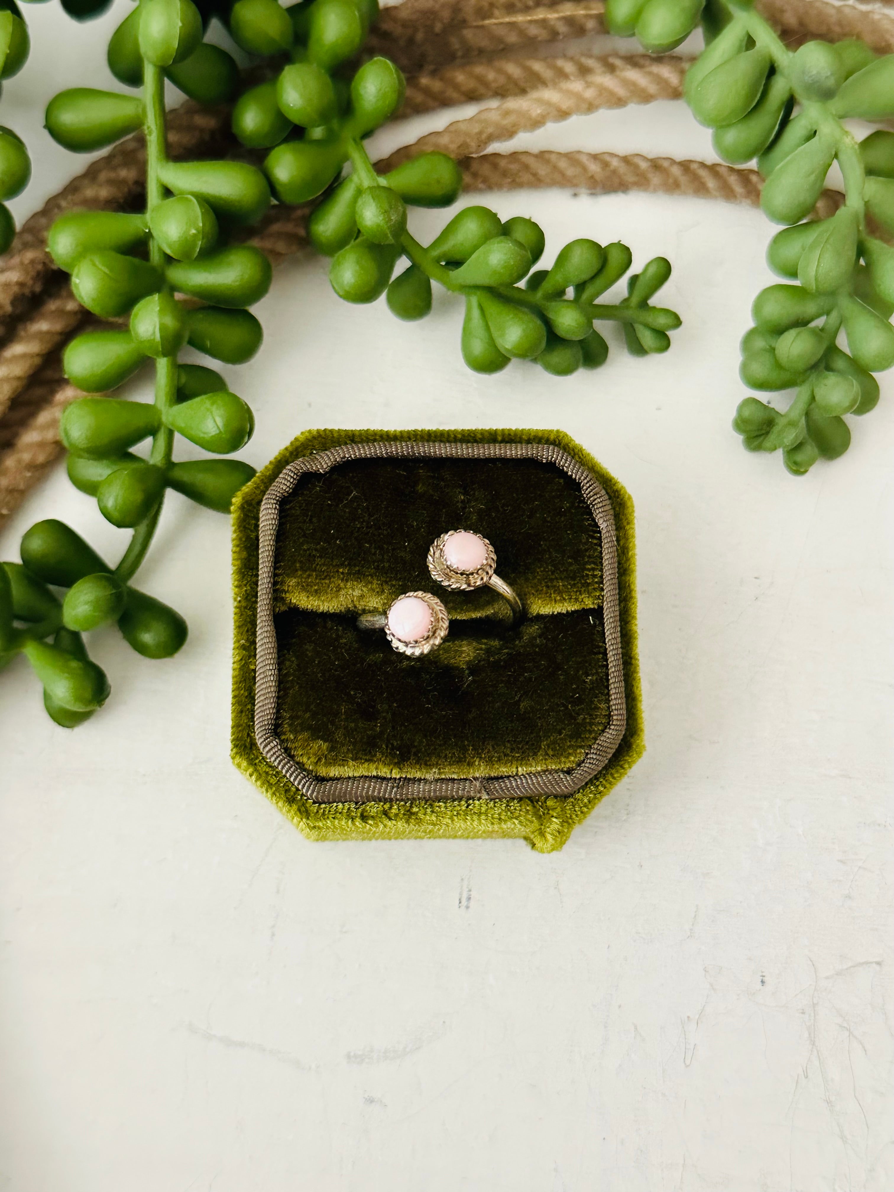 Navajo Made Pink Conch & Sterling Silver Adjustable Ring