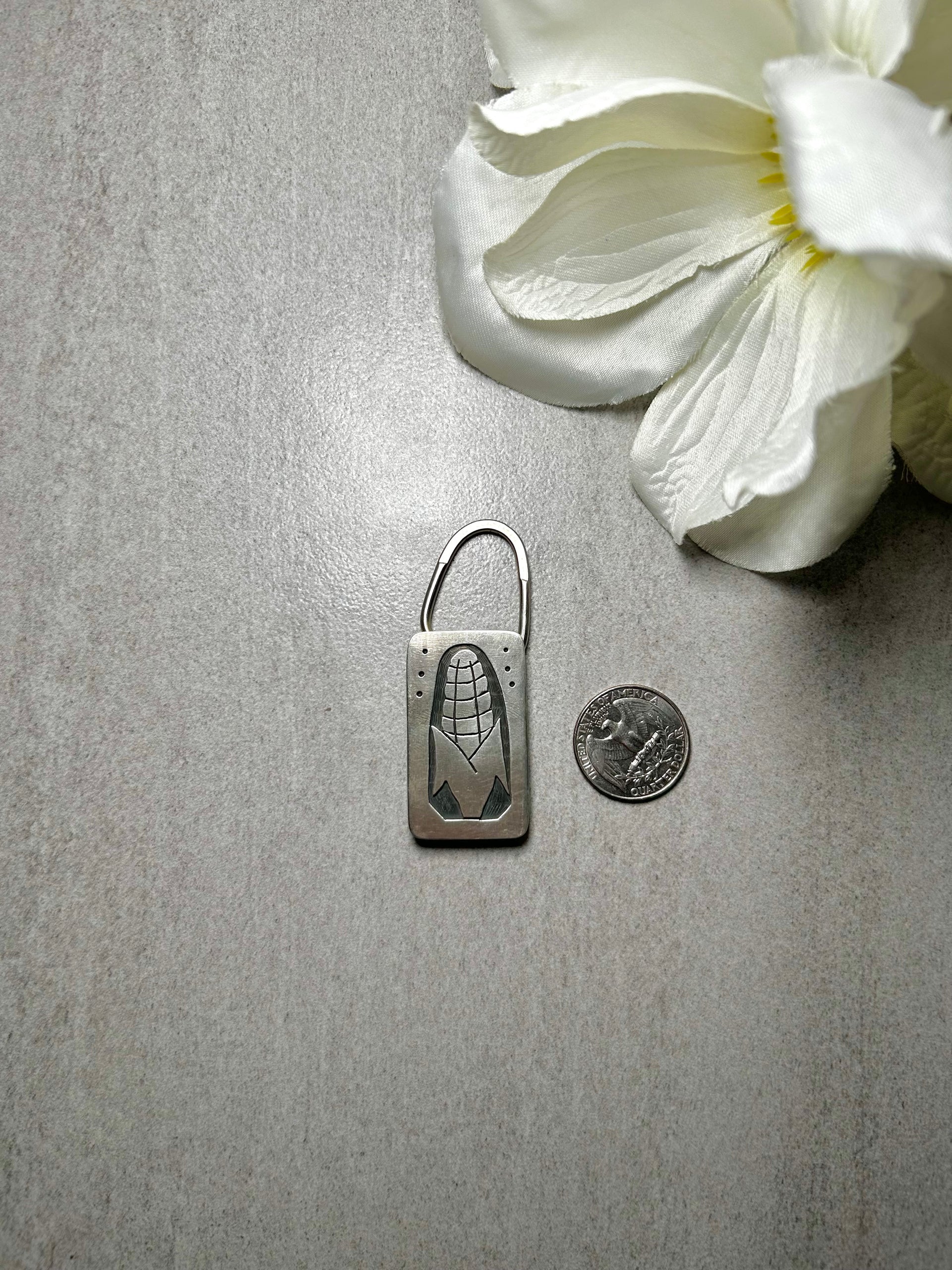 Hopi Made Sterling Silver Inlay Key Chain