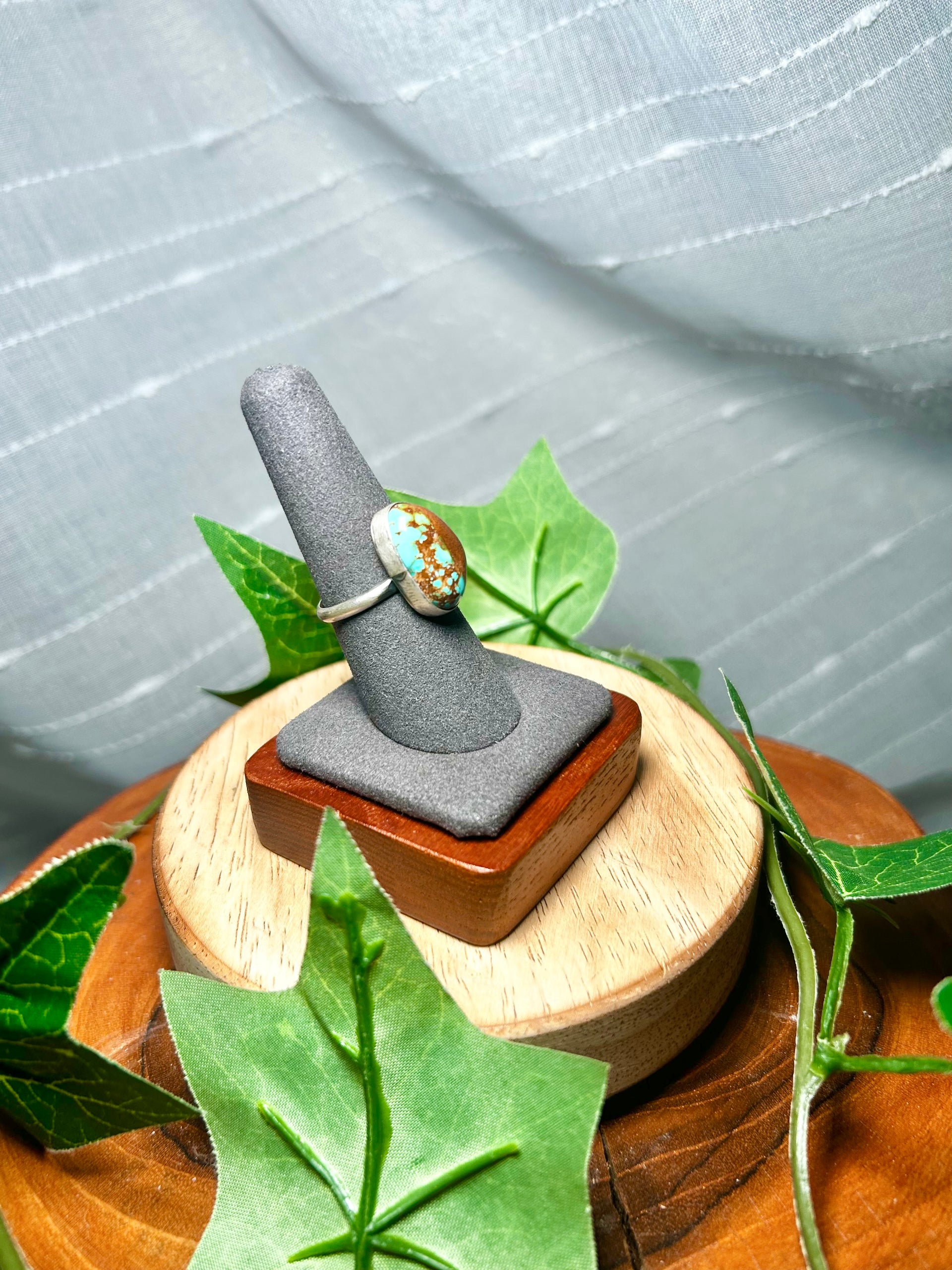 Navajo Made Royston Turquoise & Sterling Silver Ring Size 7.75