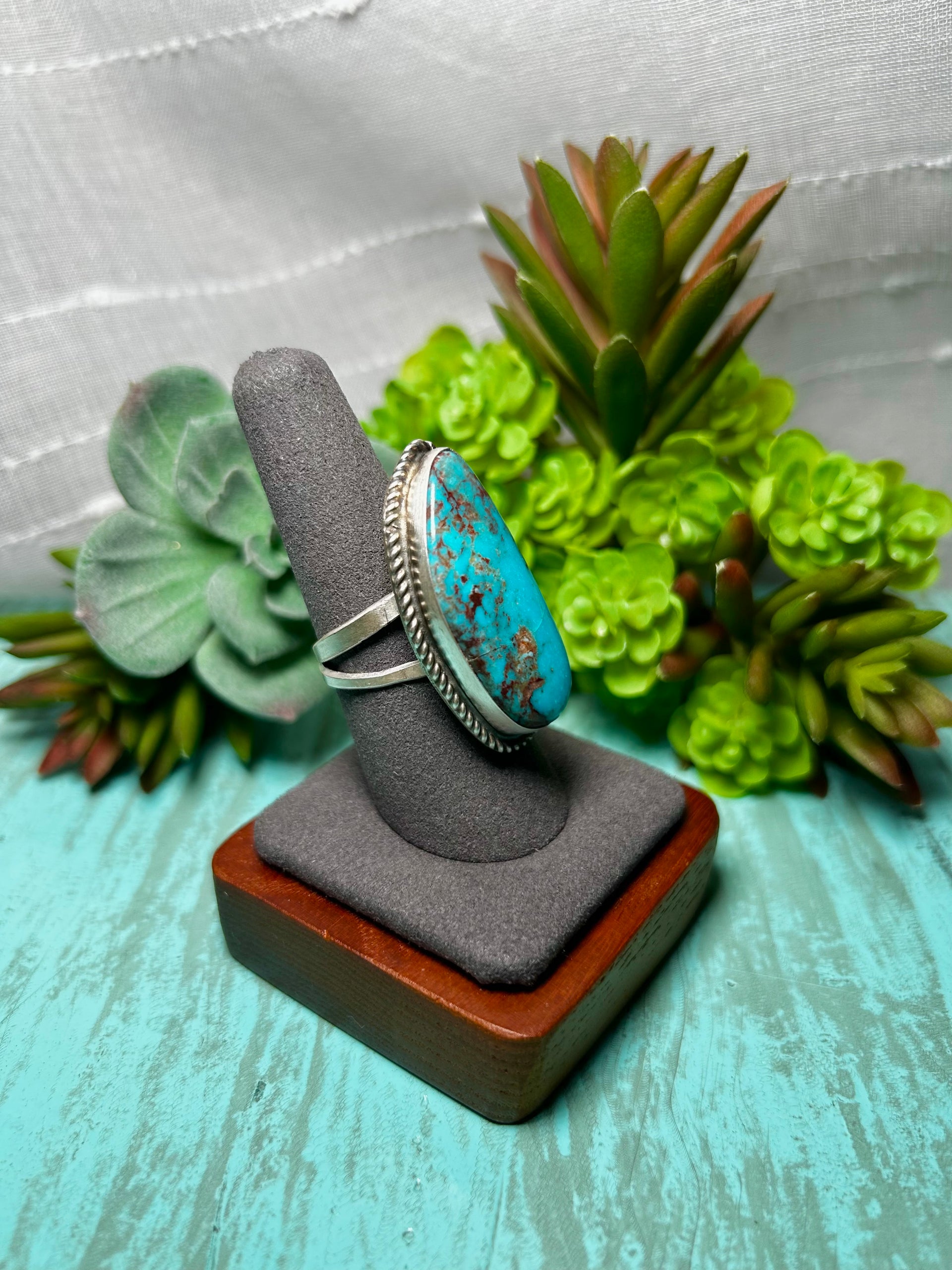 Donovan Nez Kingman Turquoise & Sterling Sliver Adjustable Ring