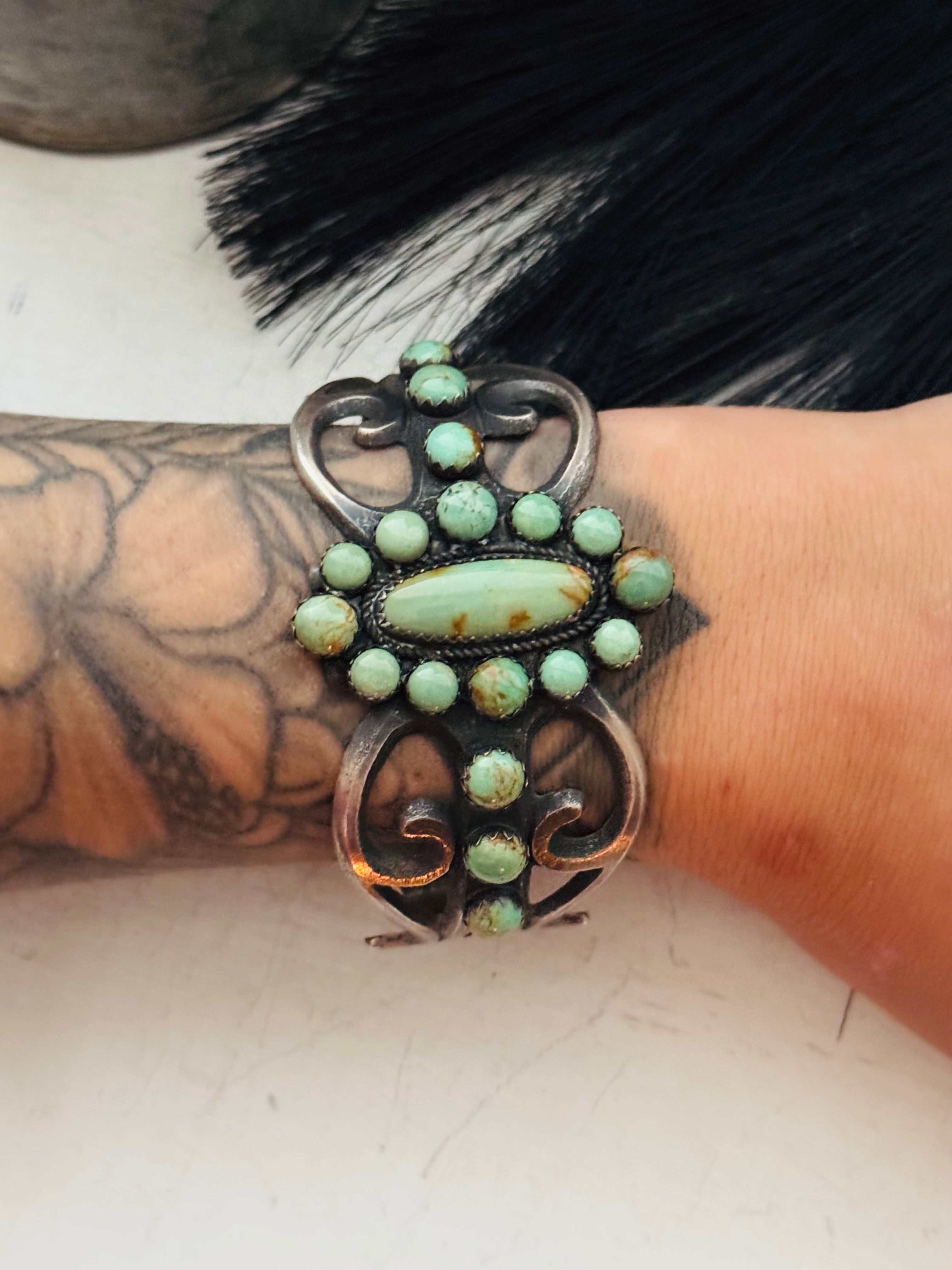 Navajo Made Royston Turquoise & Sterling Silver Cuff Bracelet