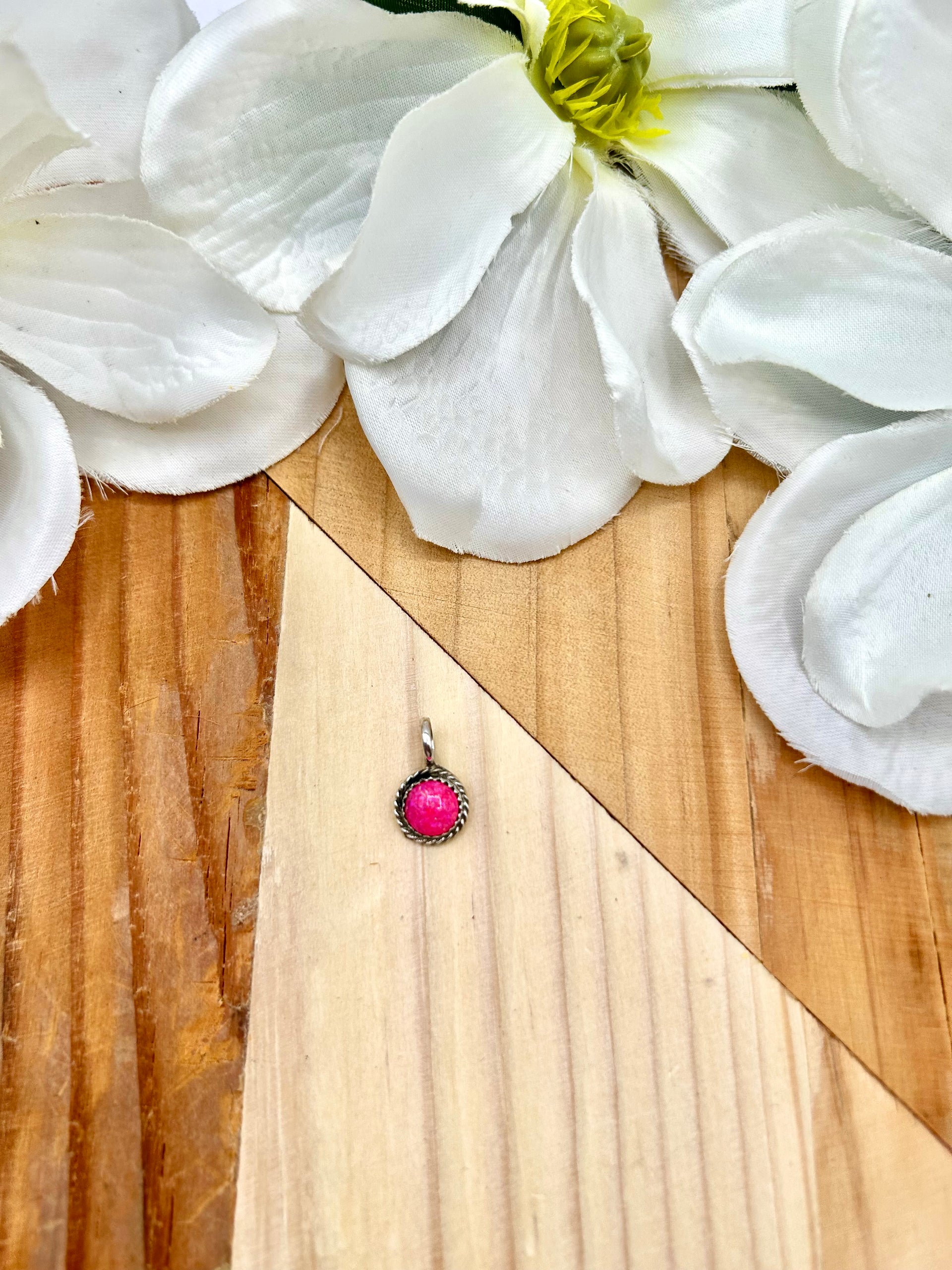 Navajo Made Pink Opal & Sterling Silver Pendant