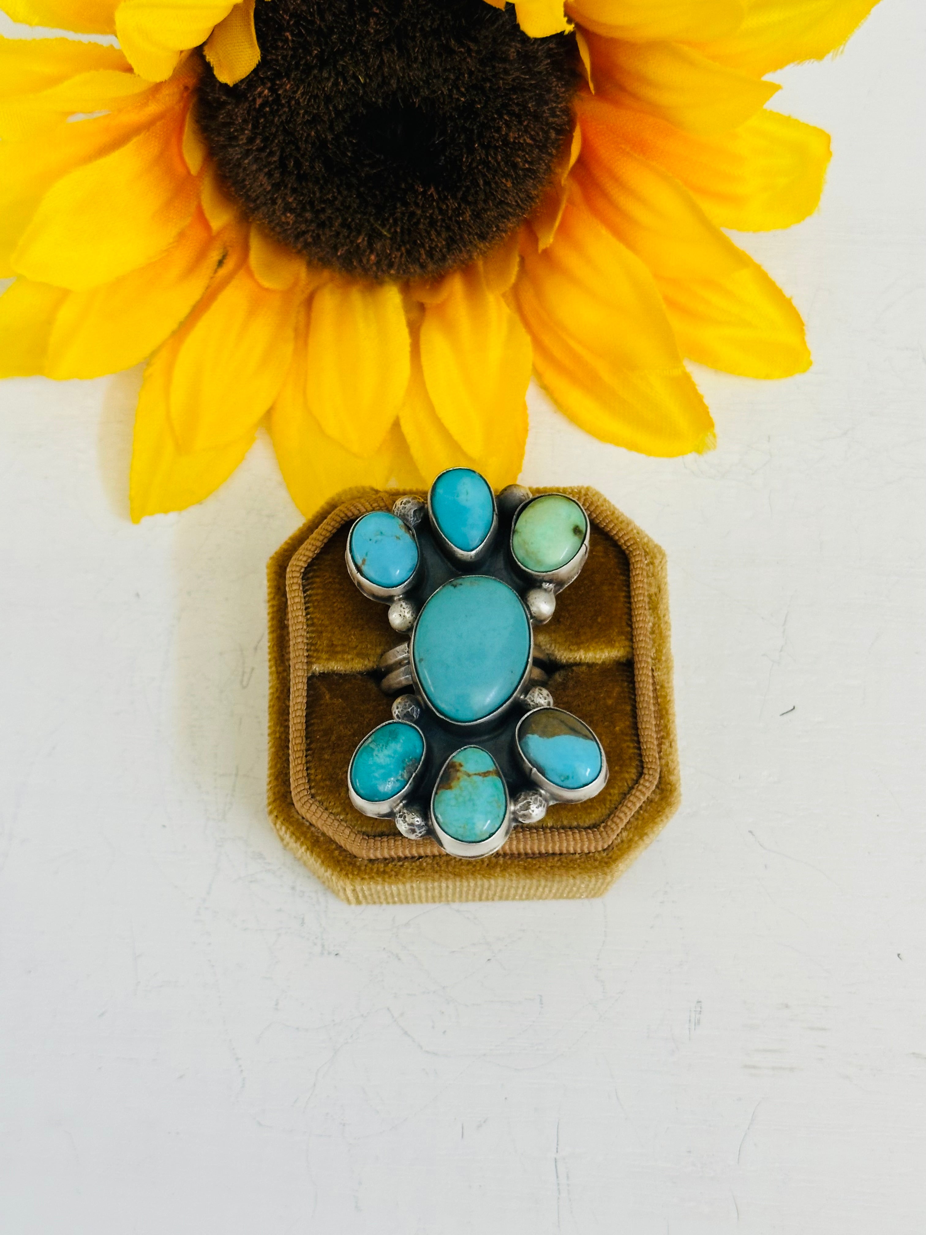 Navajo Made Royston Turquoise & Sterling Silver Adjustable Ring