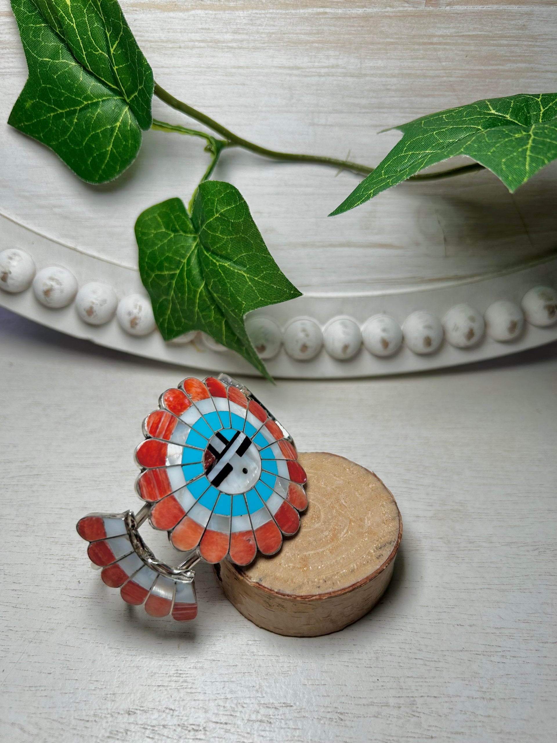 Zuni Multi Stone & Sterling Silver Cuff Bracelet