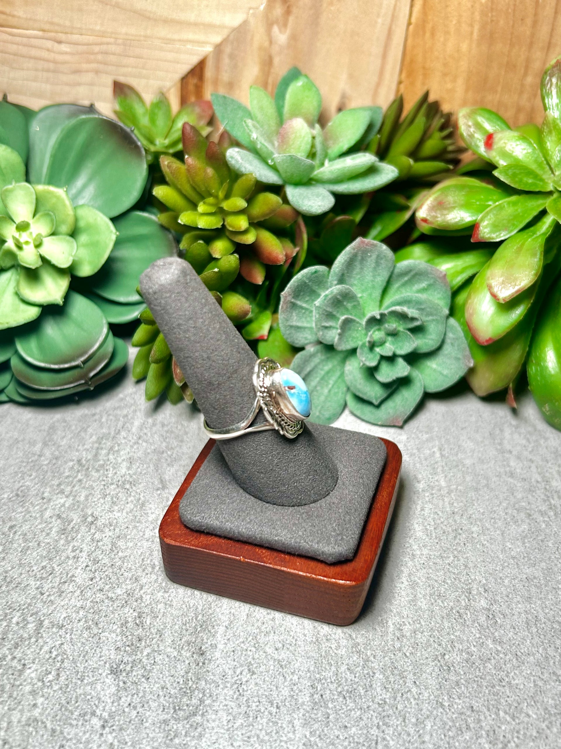 Virgil Chee Golden Hill Turquoise & Sterling Silver Ring Size 8.75